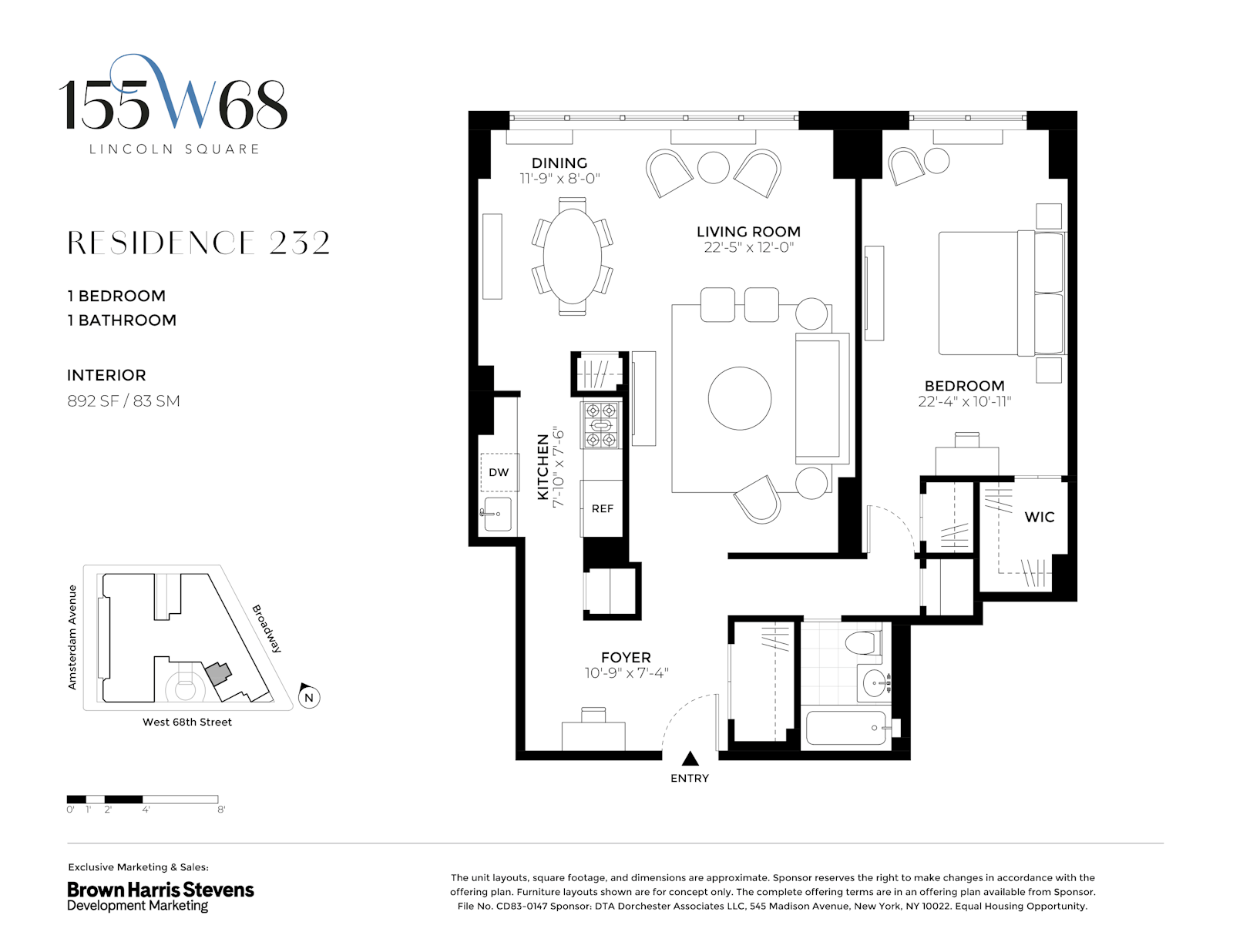 Floorplan for 155 West 68th Street, 232