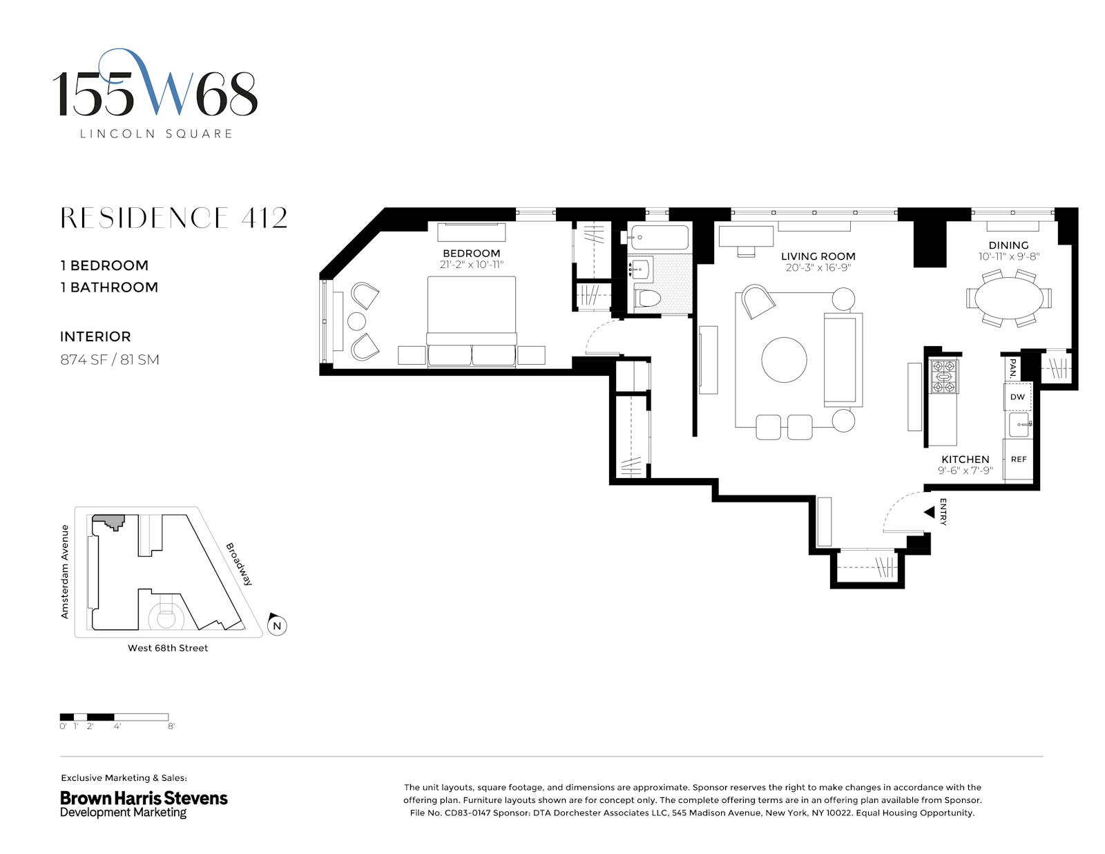 Floorplan for 155 West 68th Street, 412