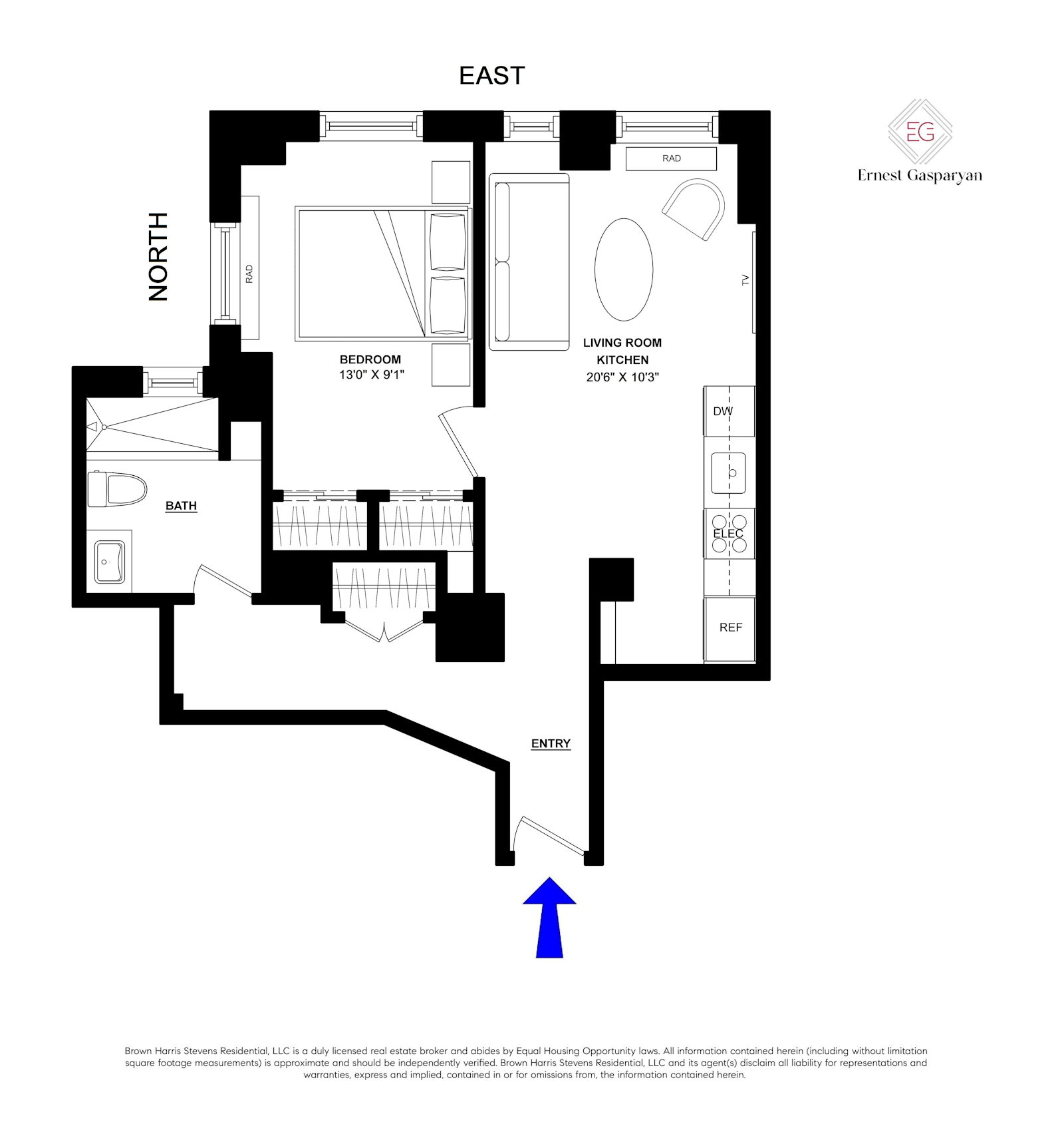 Floorplan for 215 West 75th Street, 1B