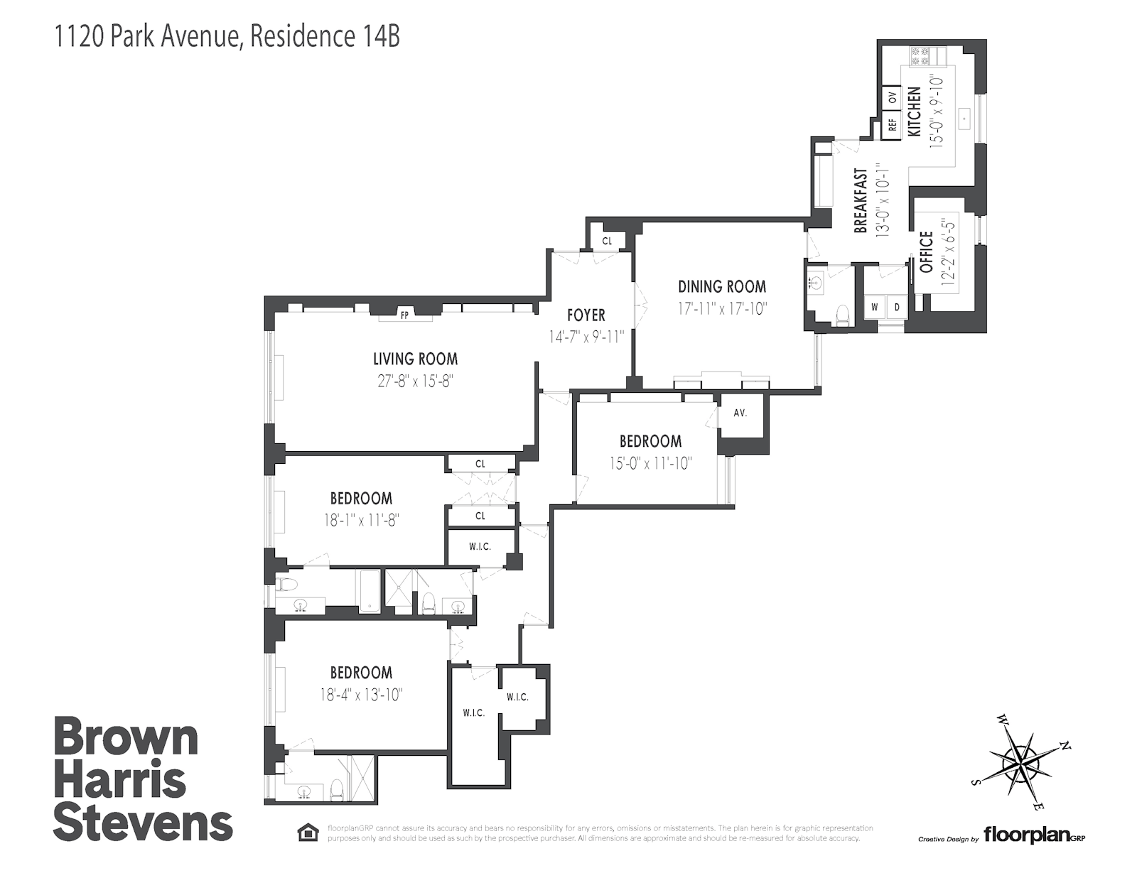 Floorplan for 1120 Park Avenue, 14B