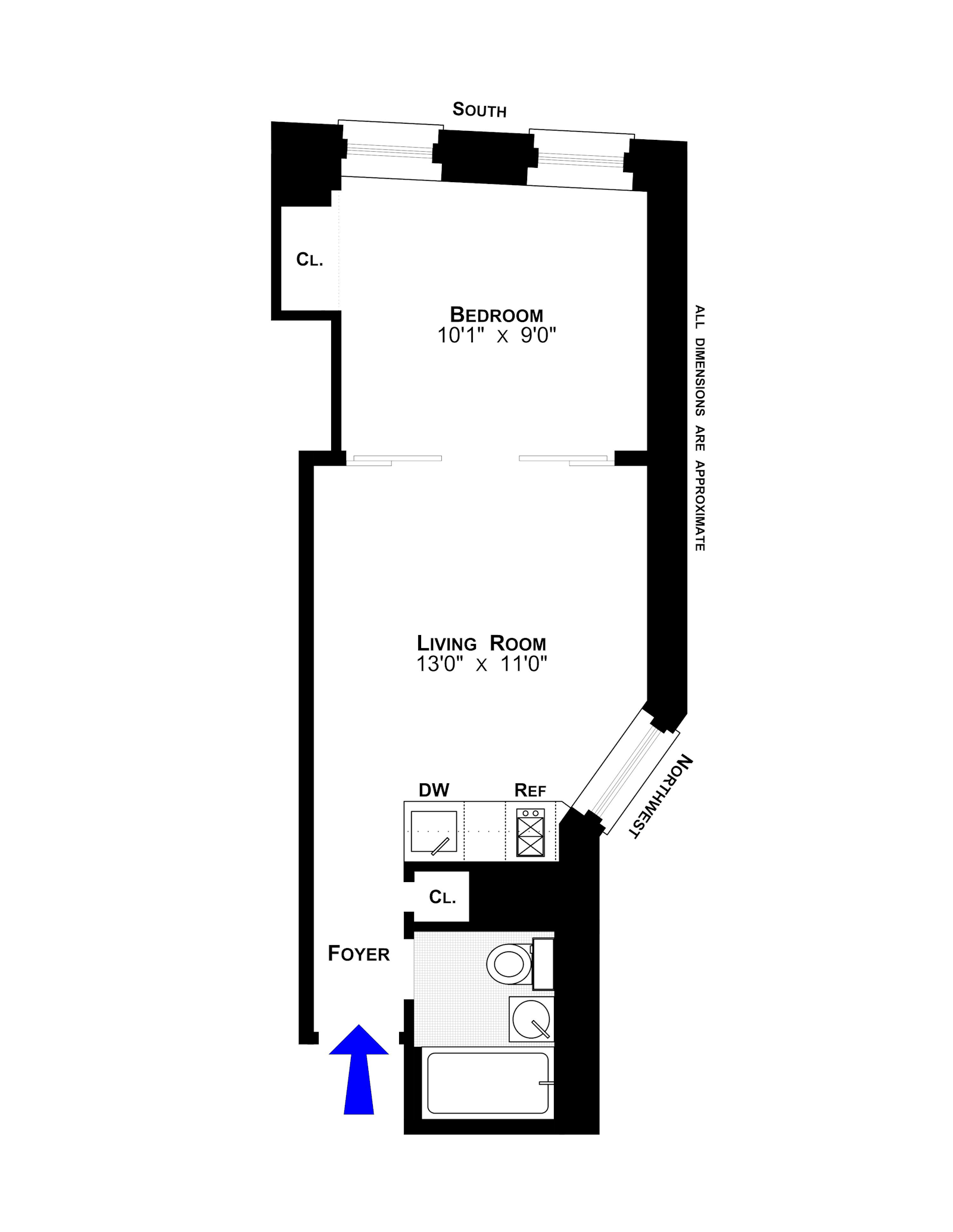 Floorplan for 77 Perry Street, 2B