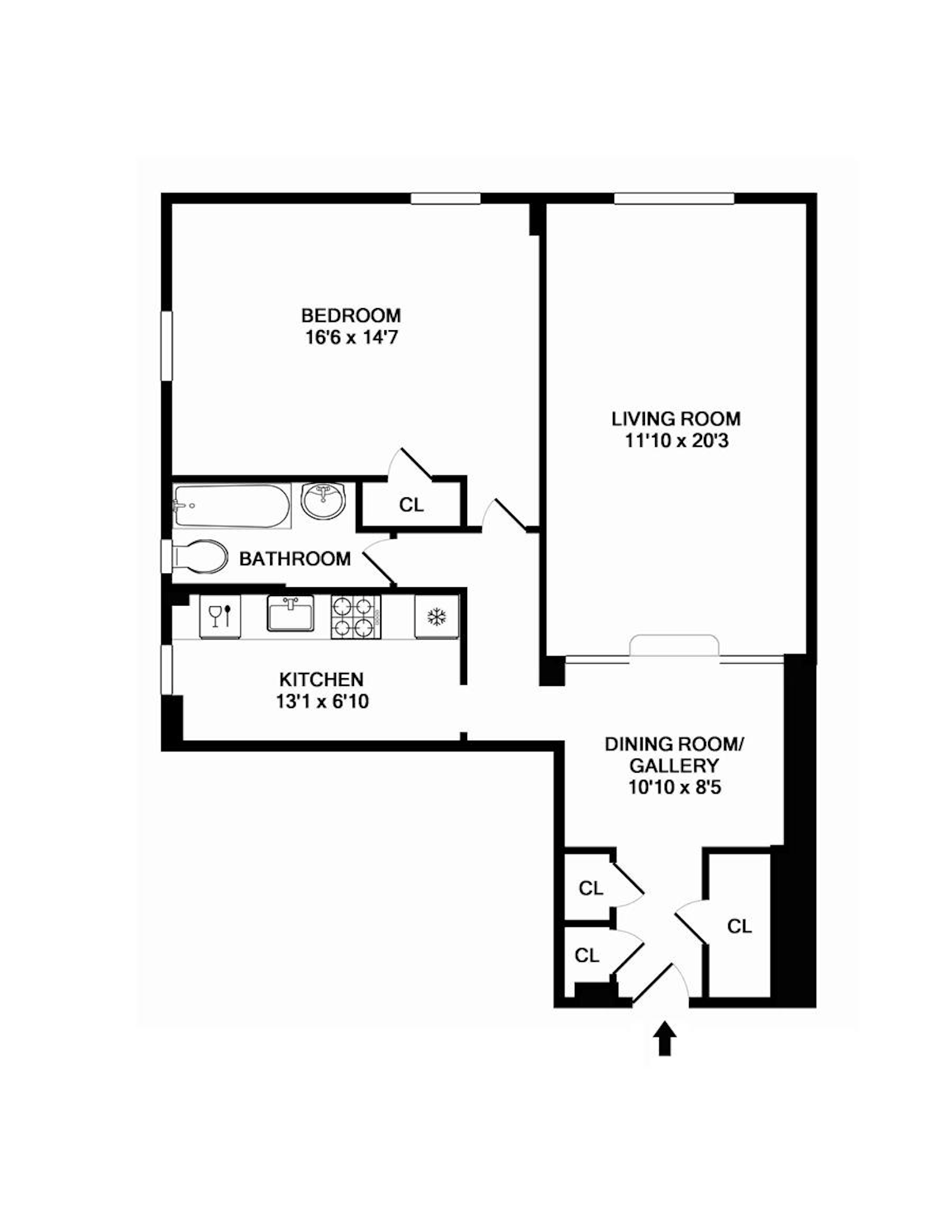 Floorplan for 305 West 52nd Street, 5B