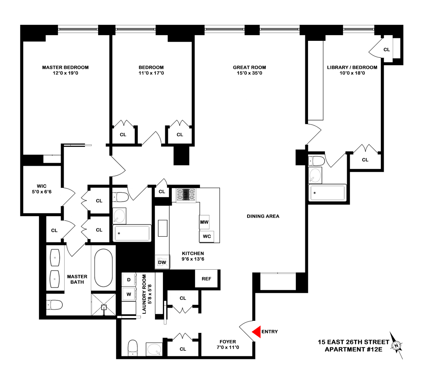 Floorplan for 15 East 26th Street, 12E