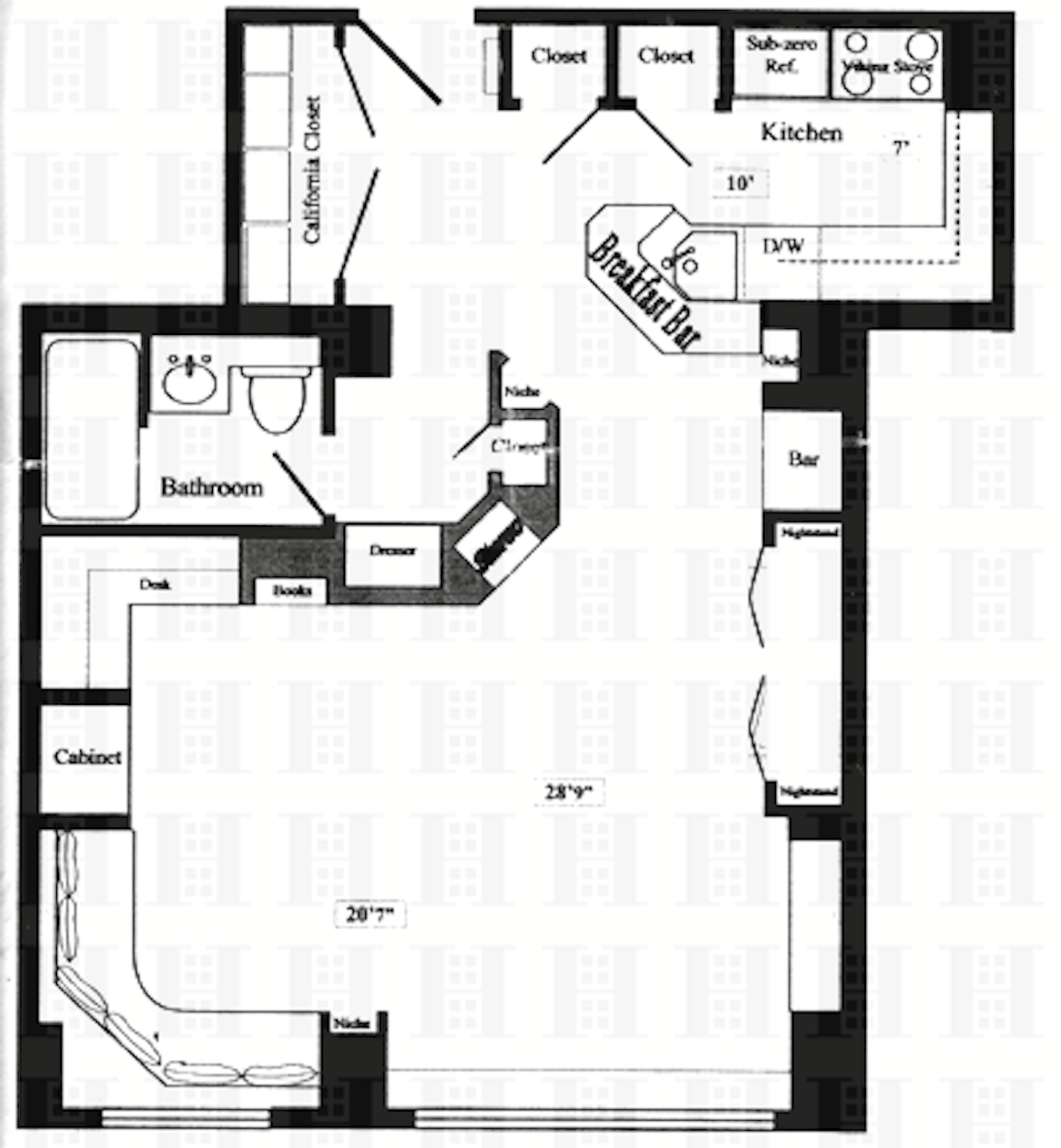 Floorplan for 77 Seventh Avenue, 10L