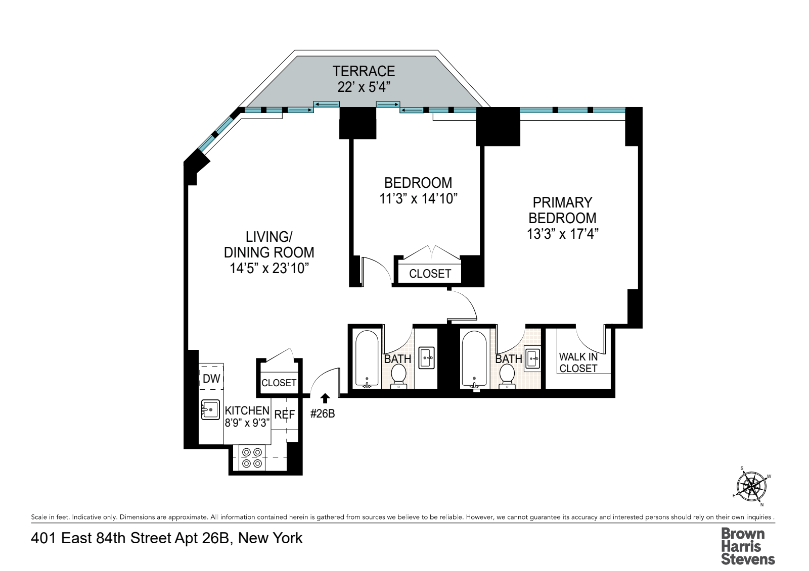 Floorplan for 401 East 84th Street, 26B