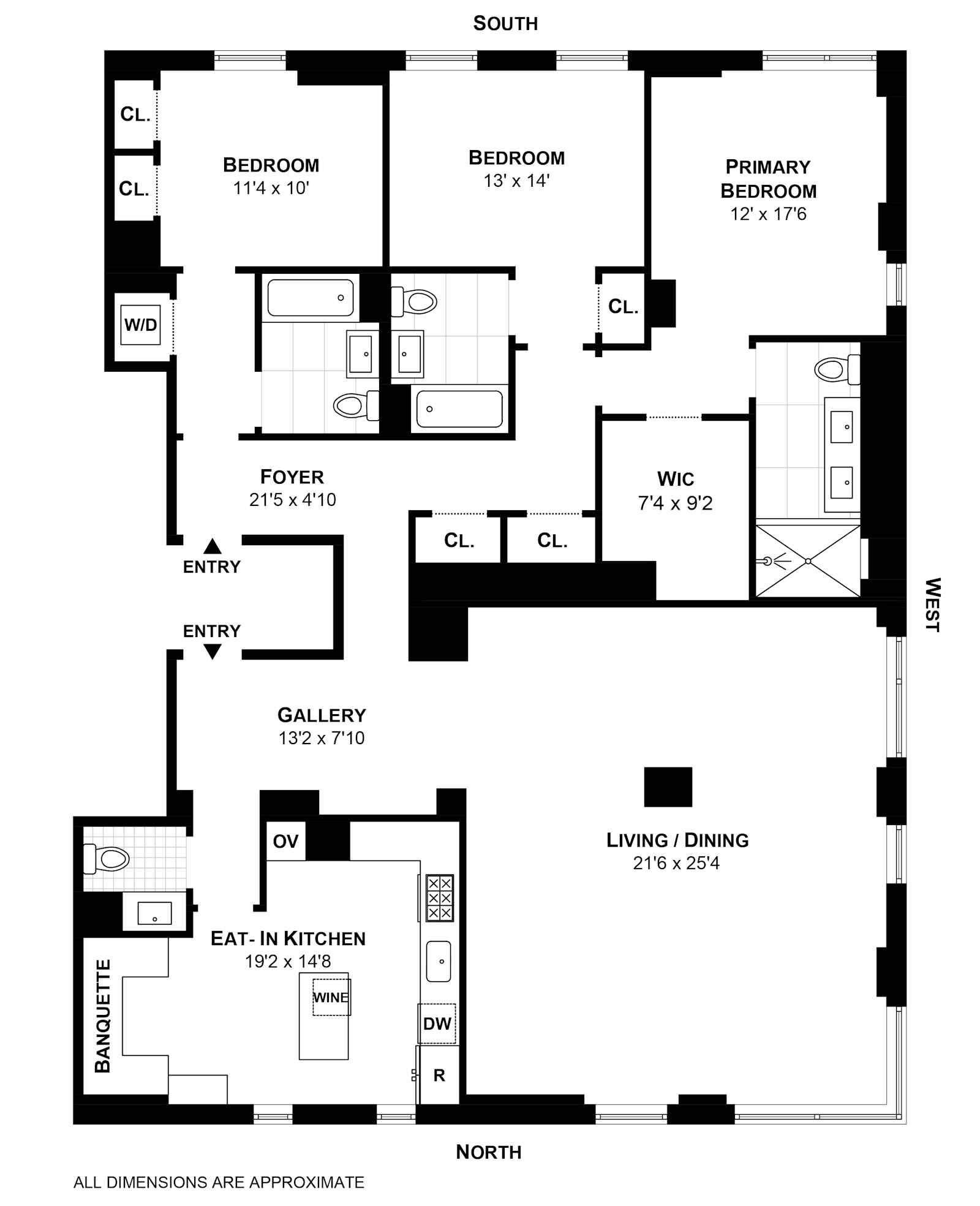 Floorplan for 212 West 95th Street, 3A