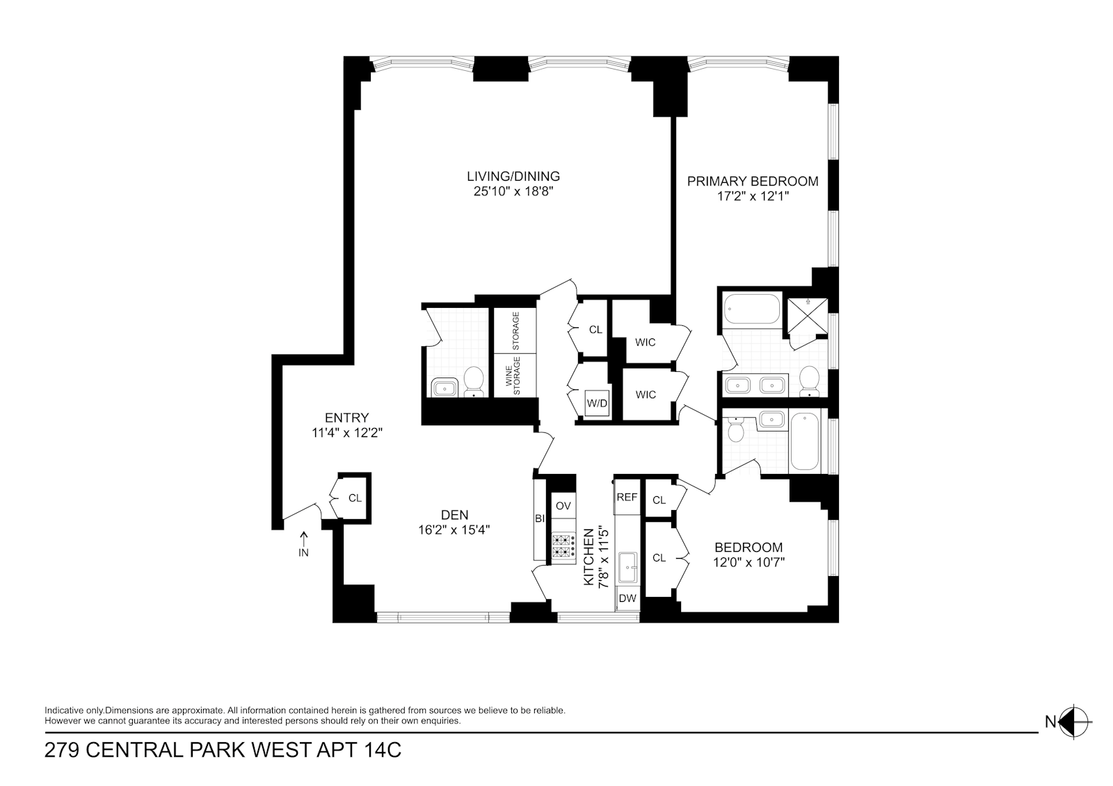 Floorplan for 279 Central Park West, 14C