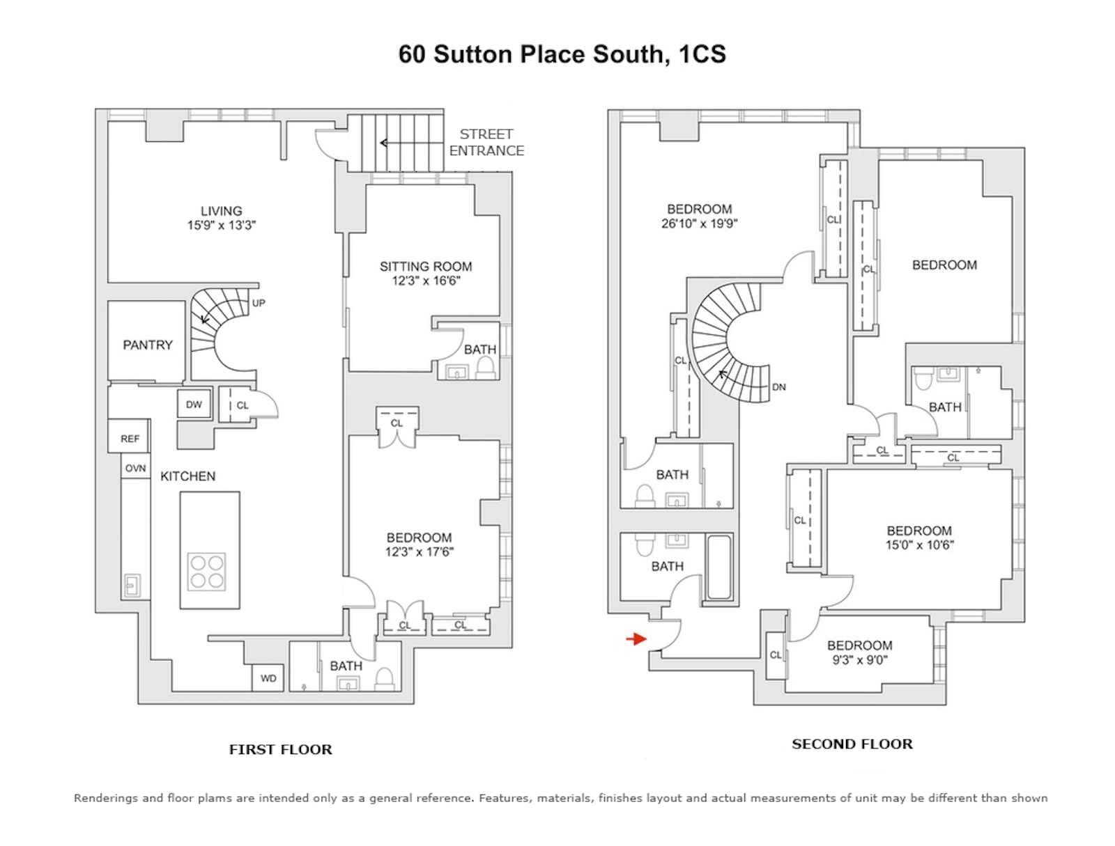 Floorplan for 60 Sutton Place South, 1CS