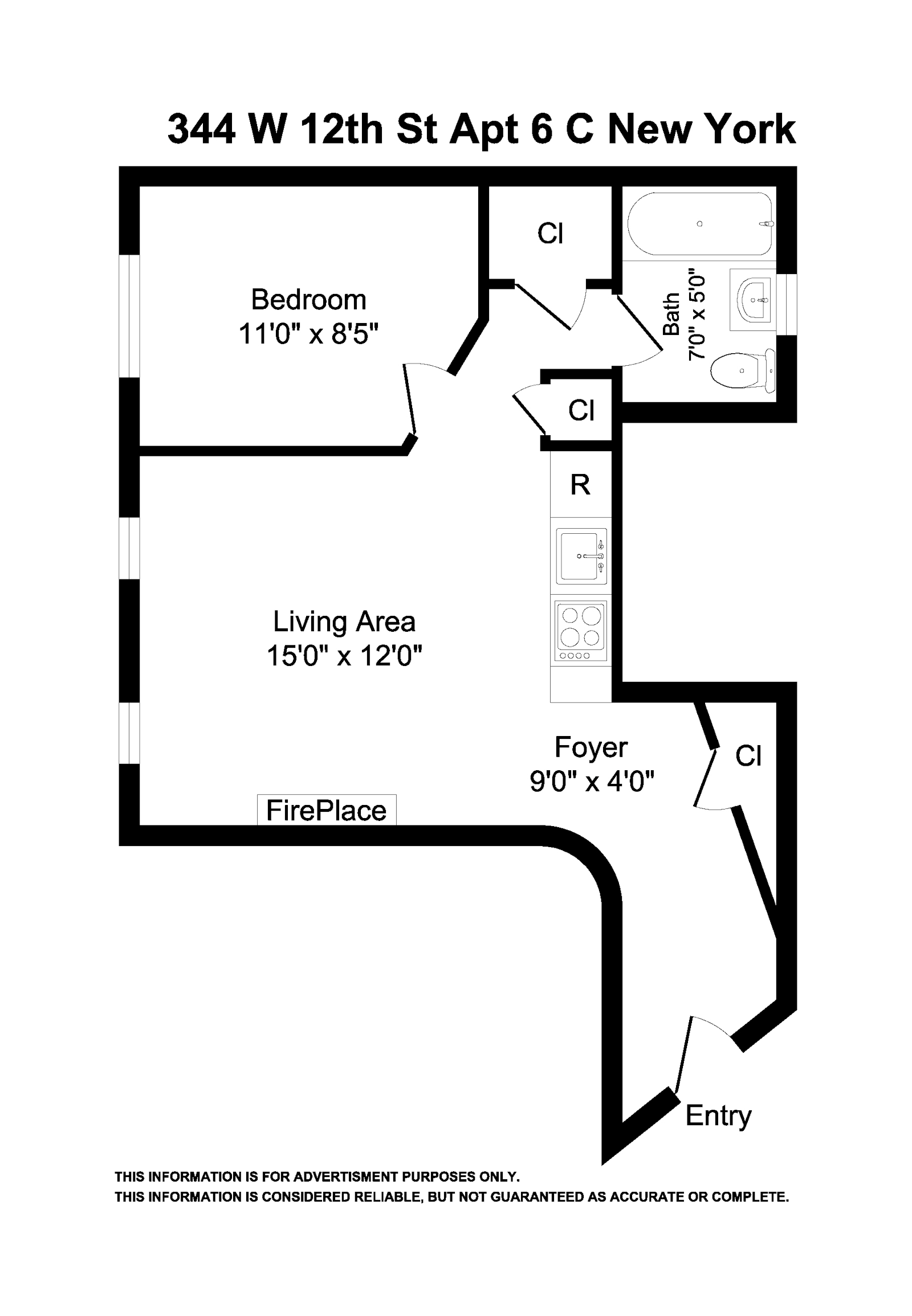 Floorplan for 344 West 12th Street, 6C