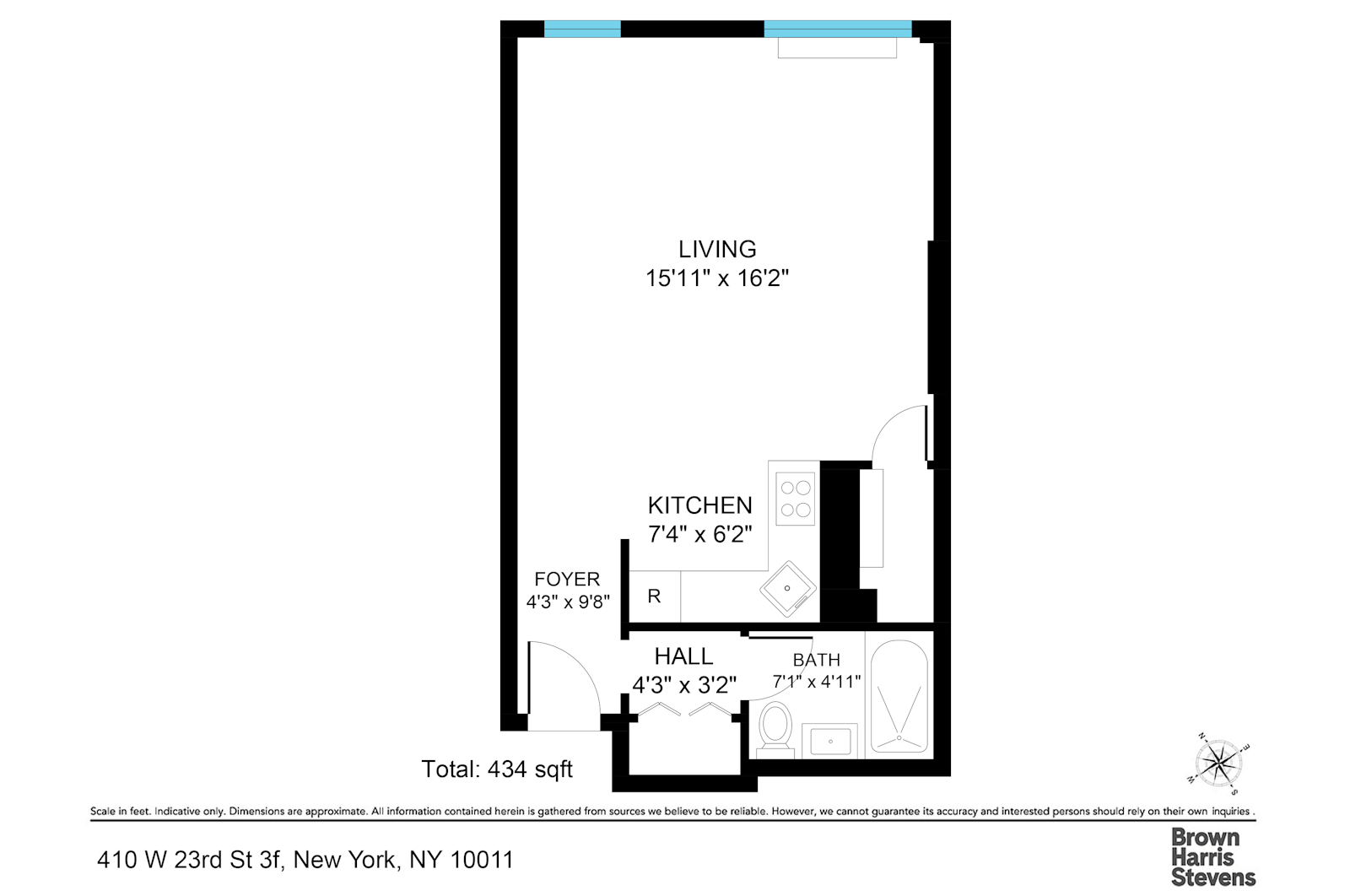 Floorplan for 410 West 23rd Street, 3F