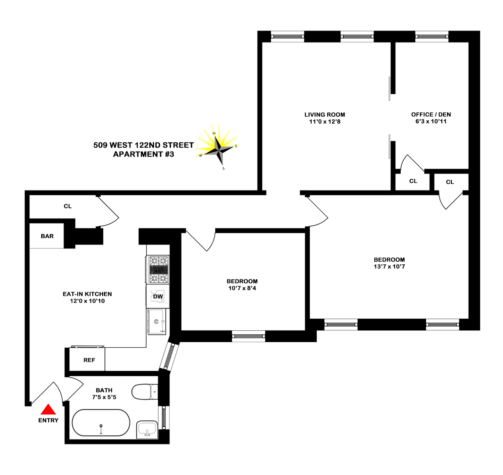 Floorplan for 509 West 122nd Street, 3