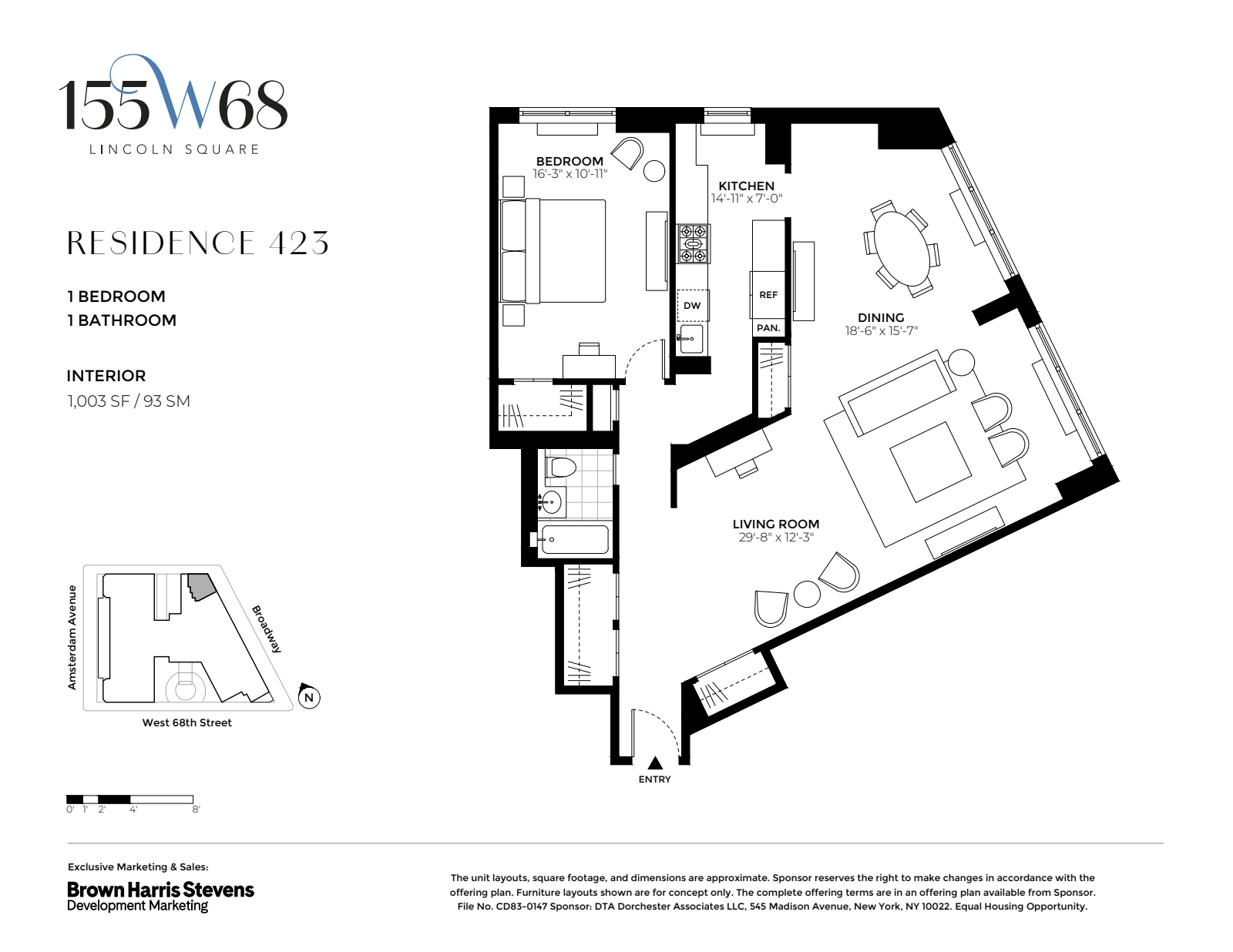 Floorplan for 155 West 68th Street, 423