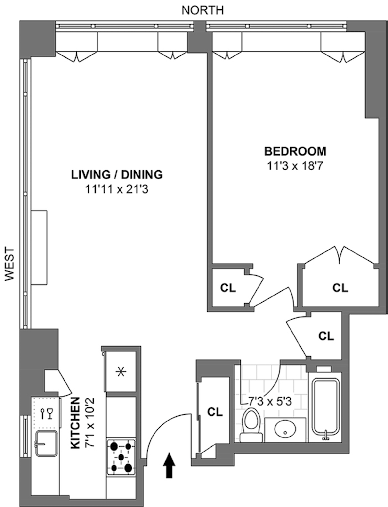 Floorplan for 322 West 57th Street, 17C