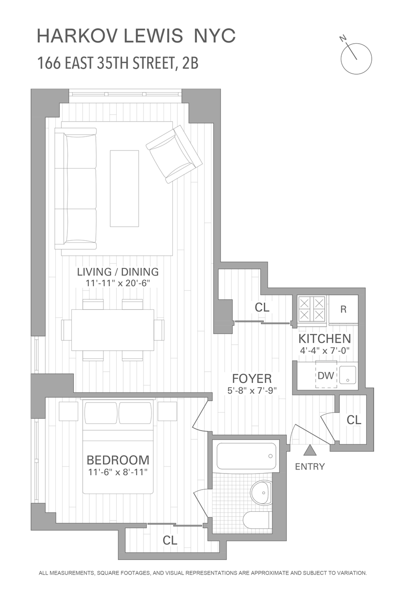 Floorplan for 166 East 35th Street, 2B