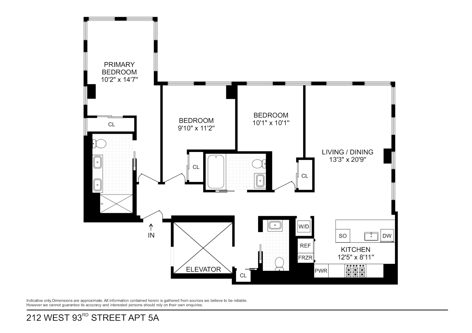 Floorplan for 212 West 93rd Street, 5A