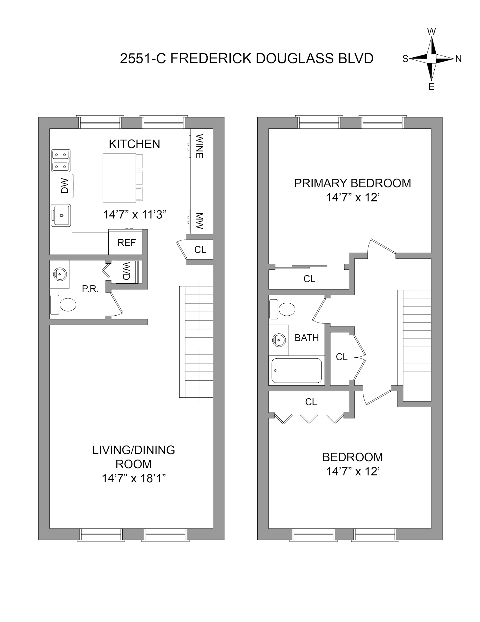 Floorplan for 2551 Eighth Avenue, 2551C