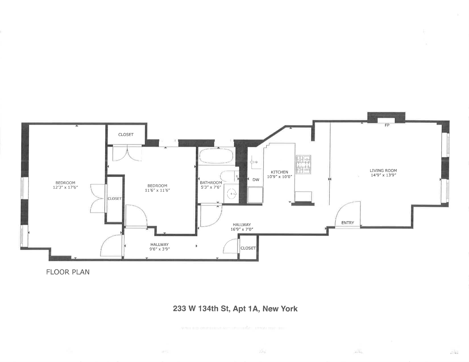 Floorplan for 233 West 134th Street