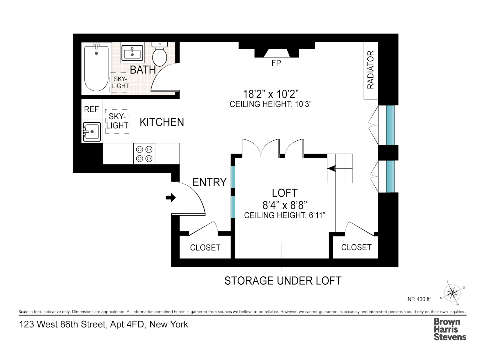 Floorplan for 123 West 86th Street, 4F