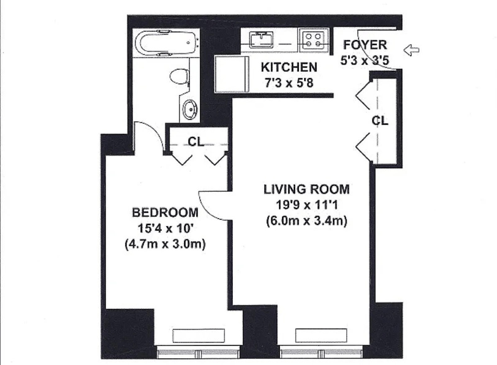 Floorplan for 301 West 57th Street, 27F