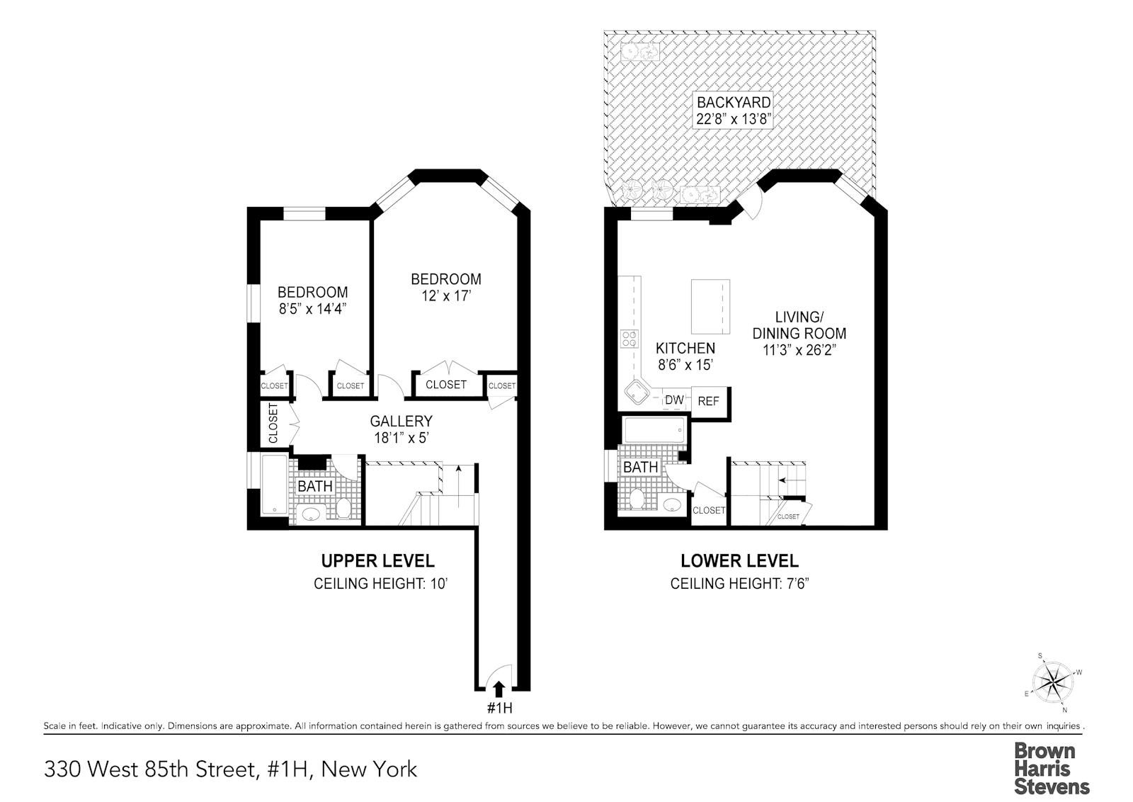 Floorplan for 330 West 85th Street, 1H