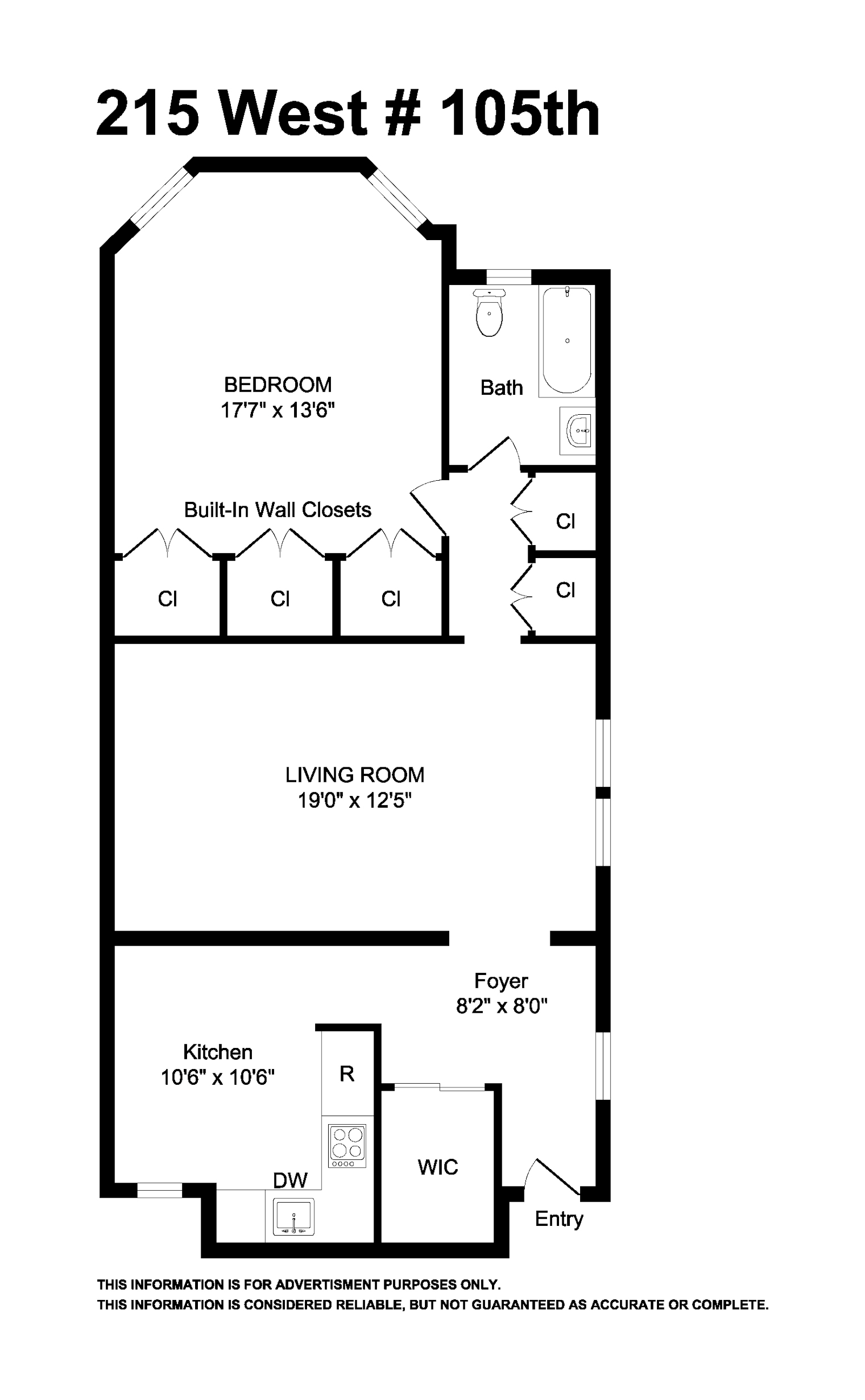 Floorplan for 215 West 105th Street, 2D