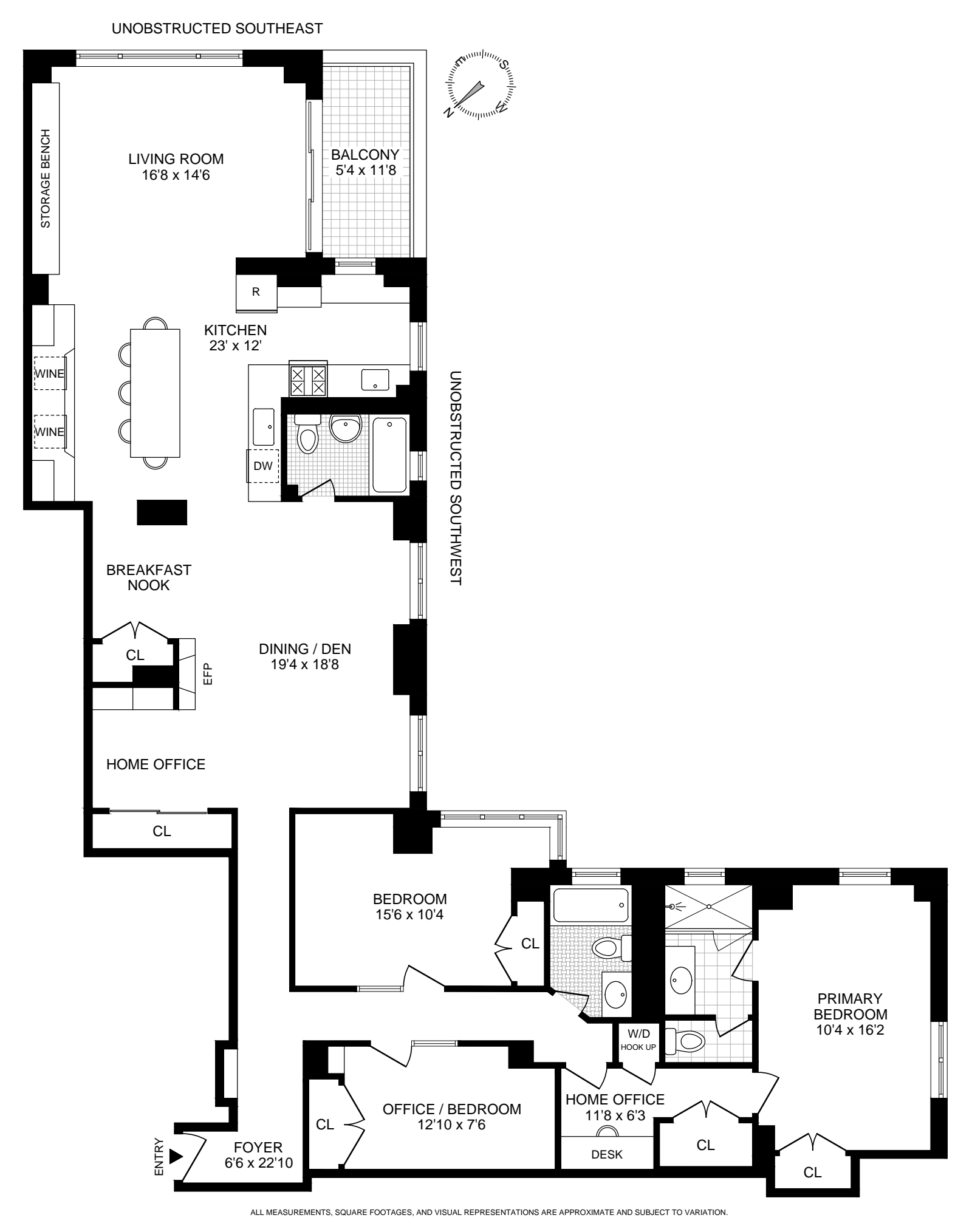 Floorplan for 208 East Broadway, J1201/07