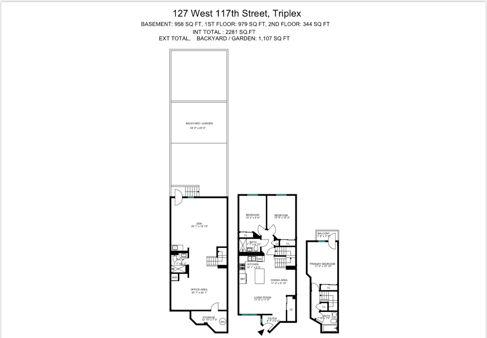 Floorplan for 127 West, 117th Street