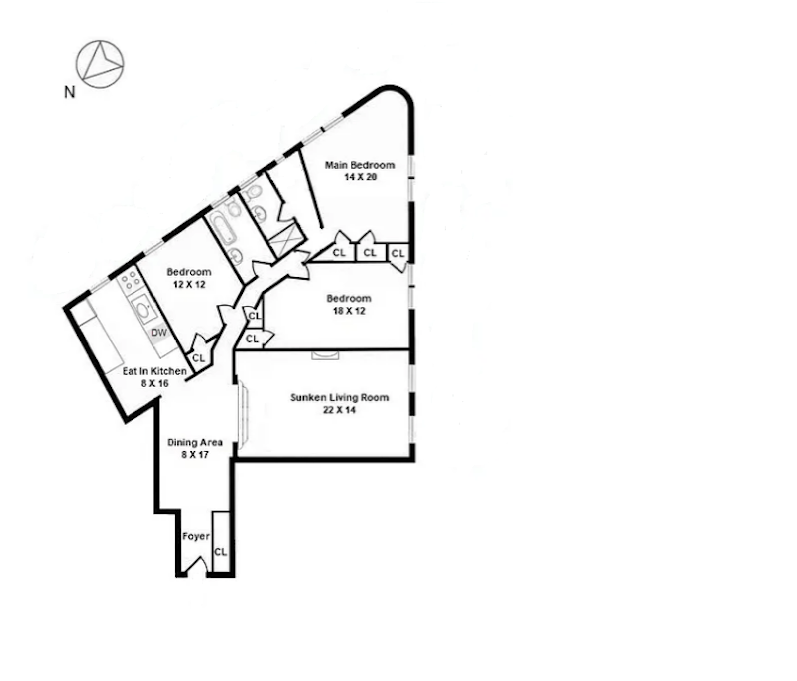 Floorplan for 675 Walton Ave, 1B