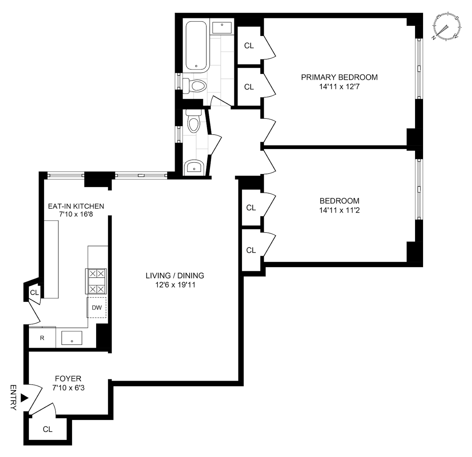 Floorplan for 107 West 86th Street, 5F