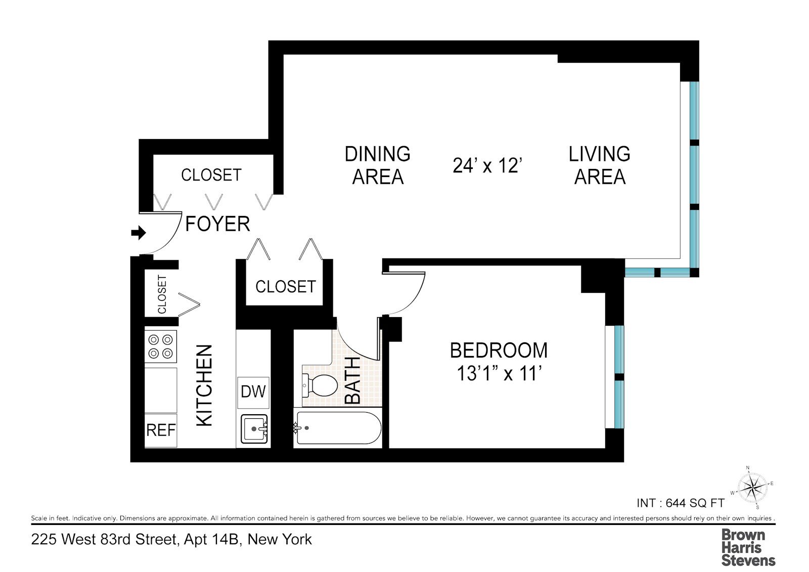 Floorplan for 225 West 83rd Street, 14B