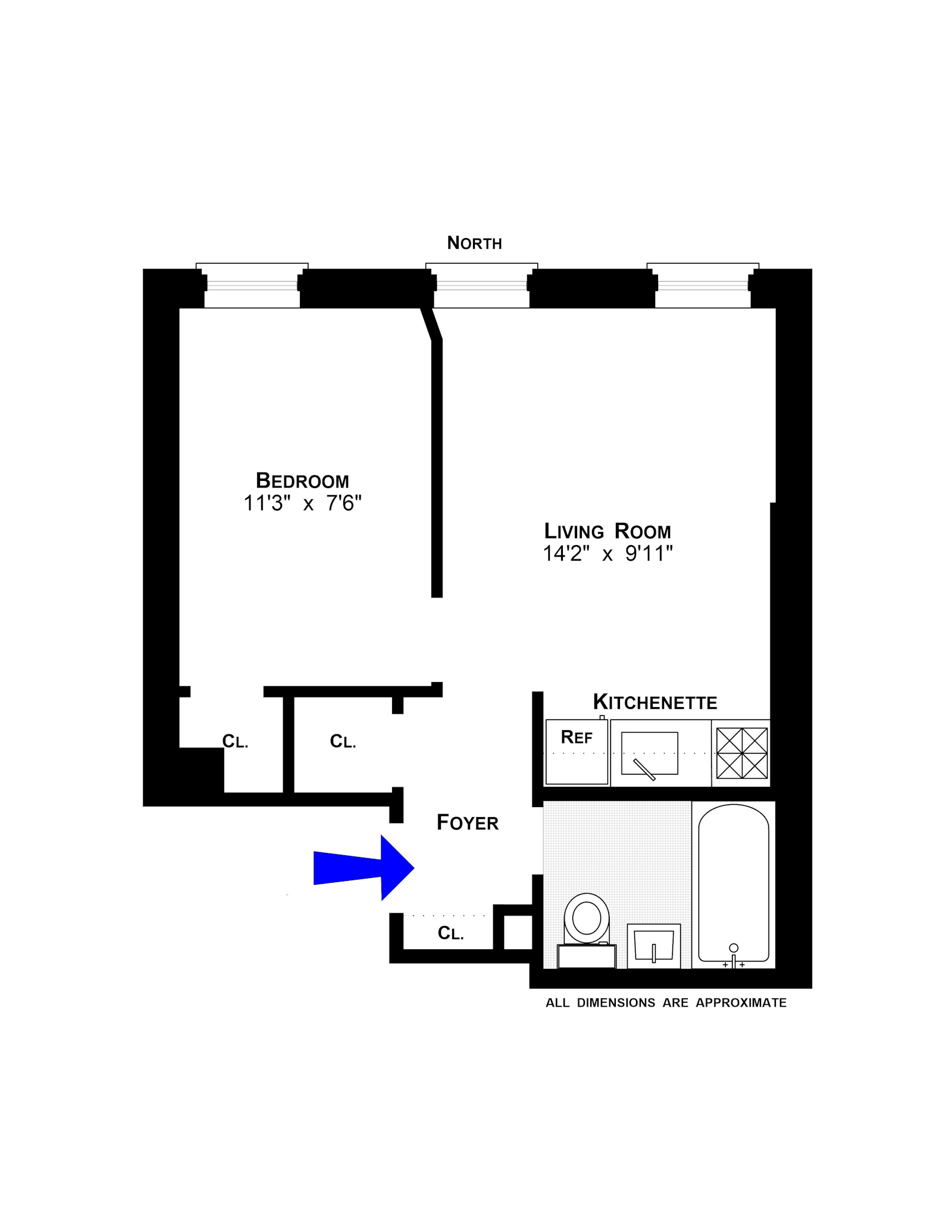 Floorplan for 453 West 56th Street, 4B