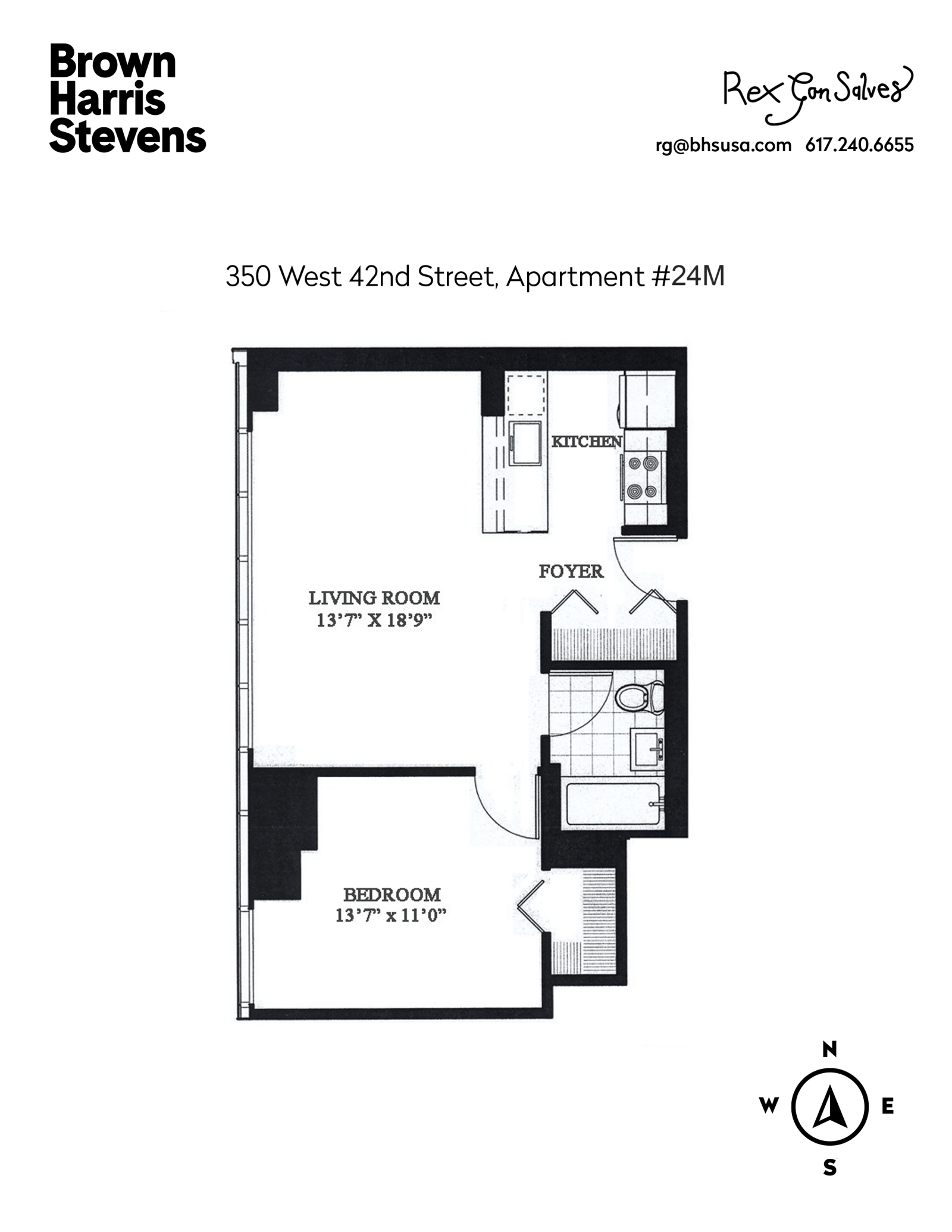 Floorplan for 350 West 42nd Street, 24M