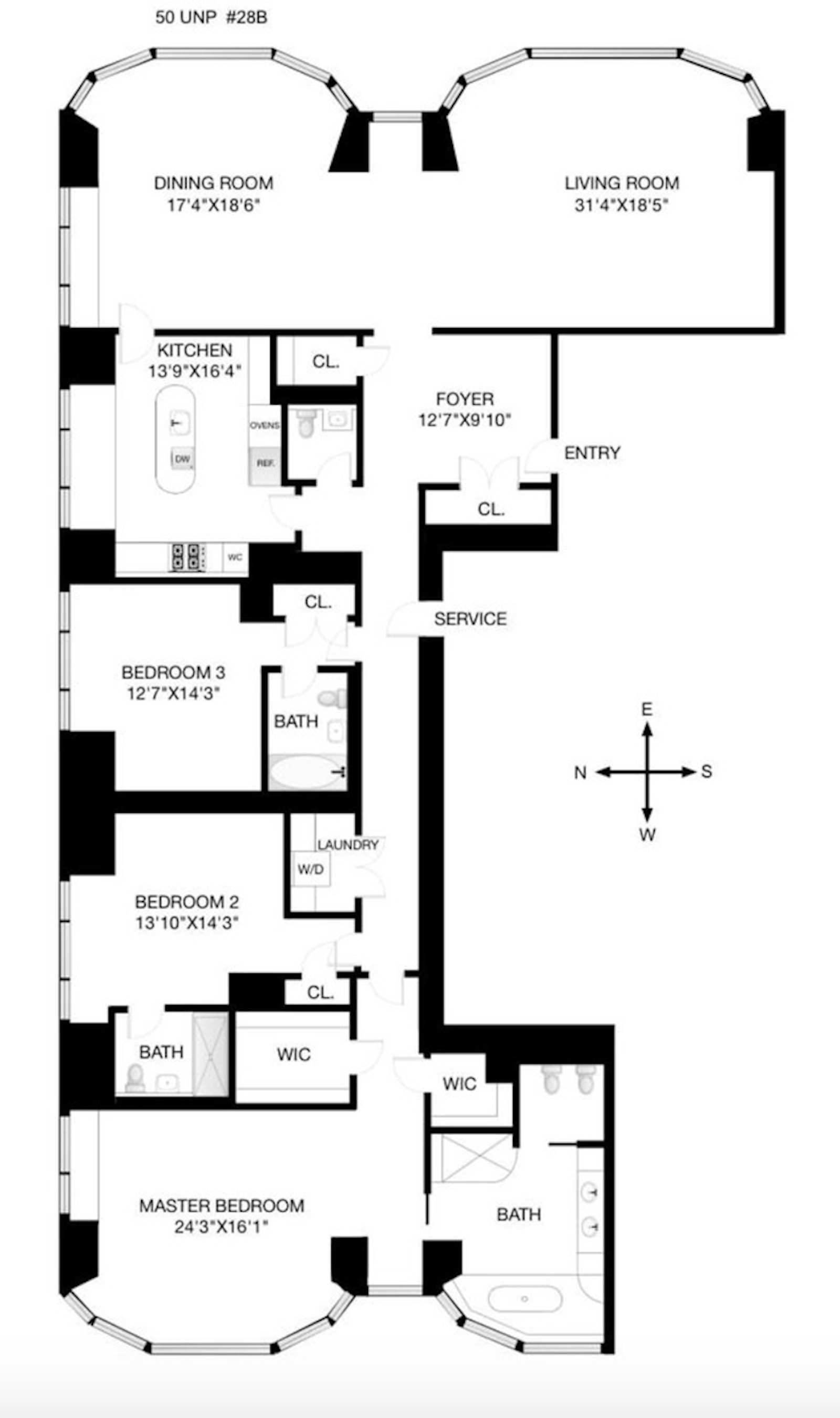 Floorplan for 50 United Nations Plaza, 28B