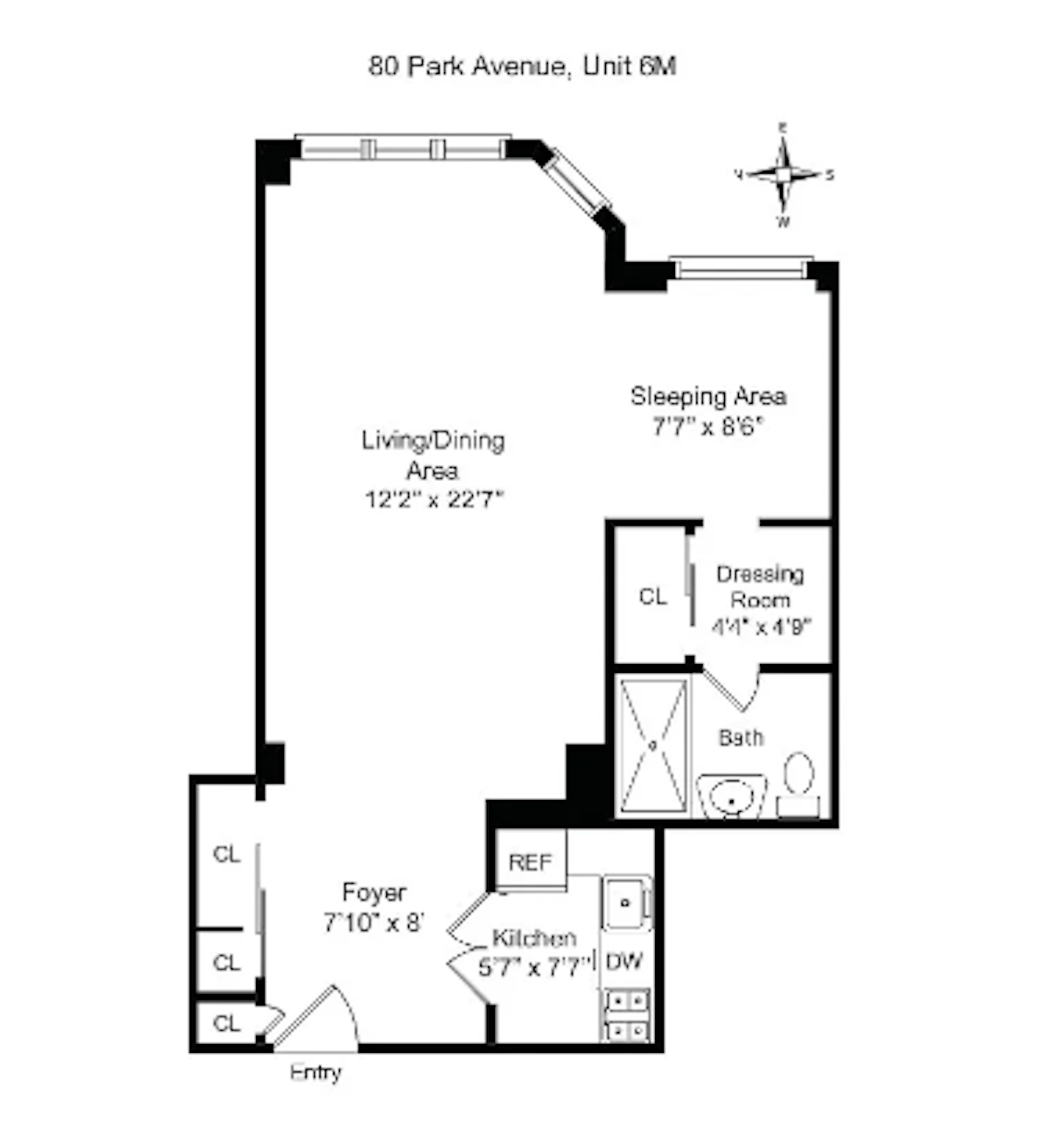 Floorplan for 80 Park Avenue, 6M