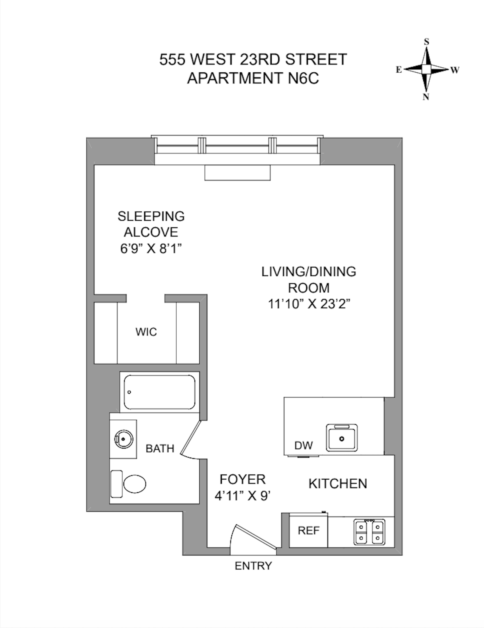 Floorplan for 555 West 23rd Street, N6C