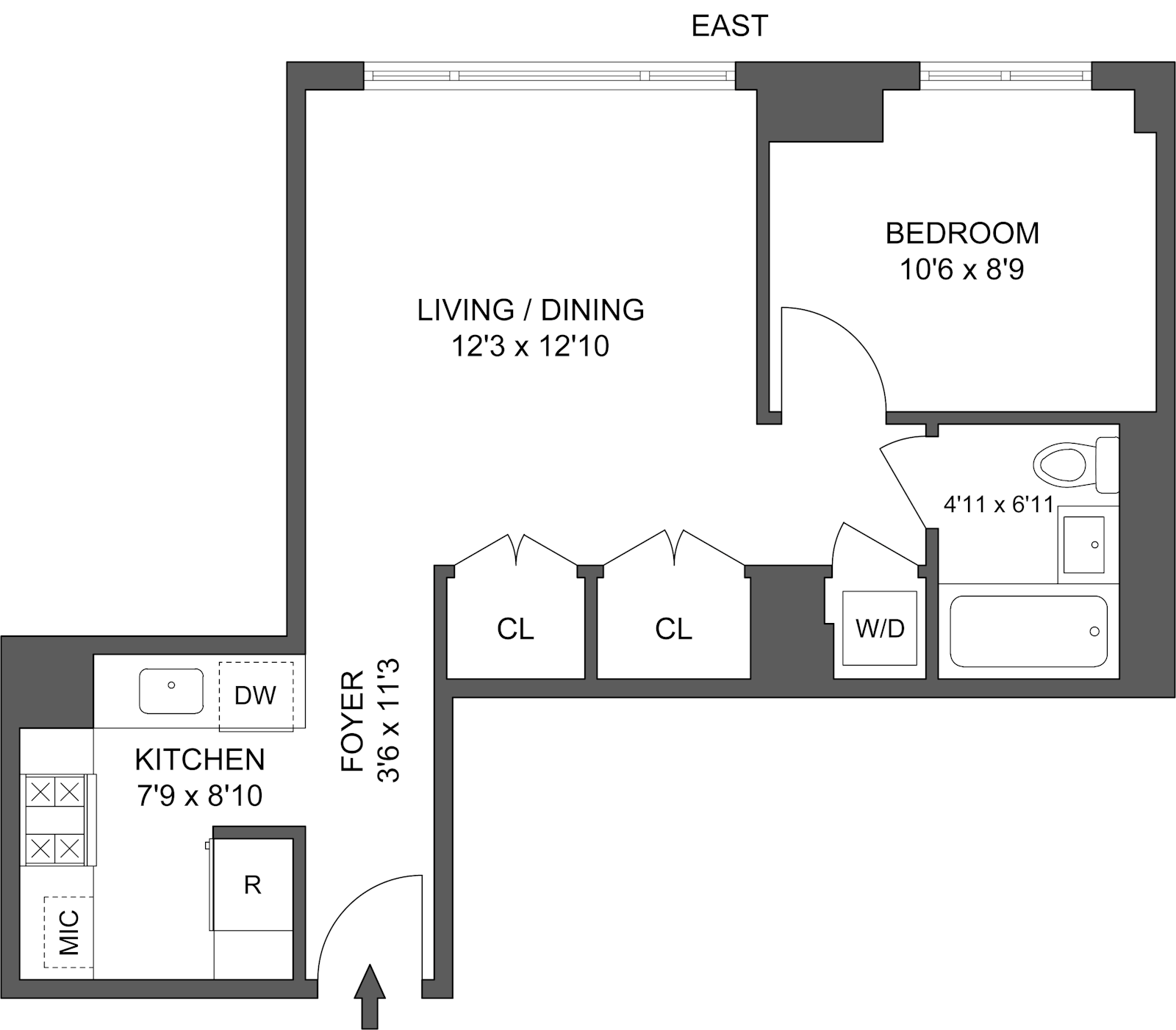 Floorplan for 175 West 95th Street, 9J