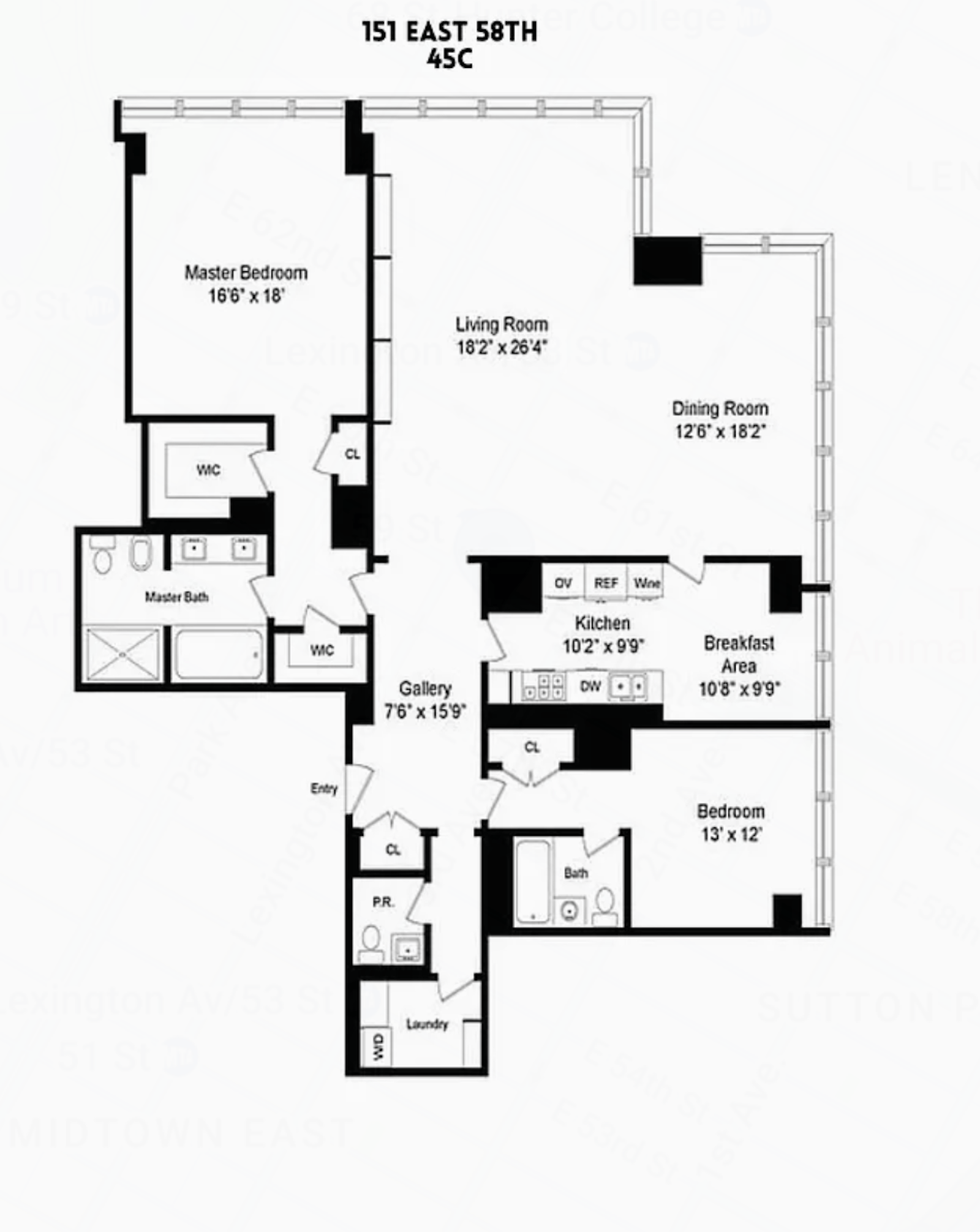 Floorplan for 151 East 58th Street, 45C