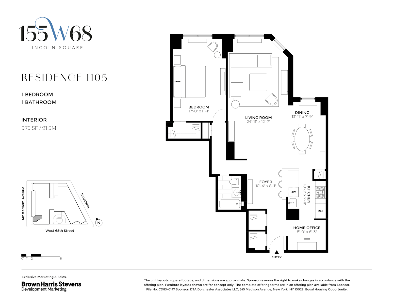 Floorplan for 155 West 68th Street, 1105