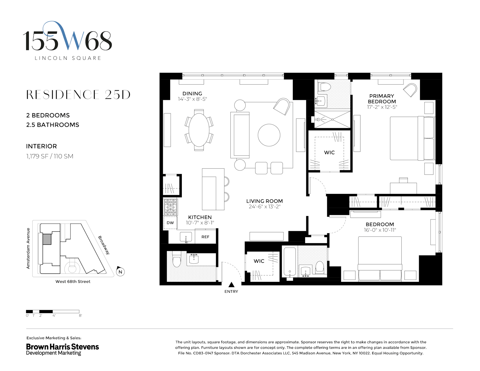 Floorplan for 155 West 68th Street, 25D