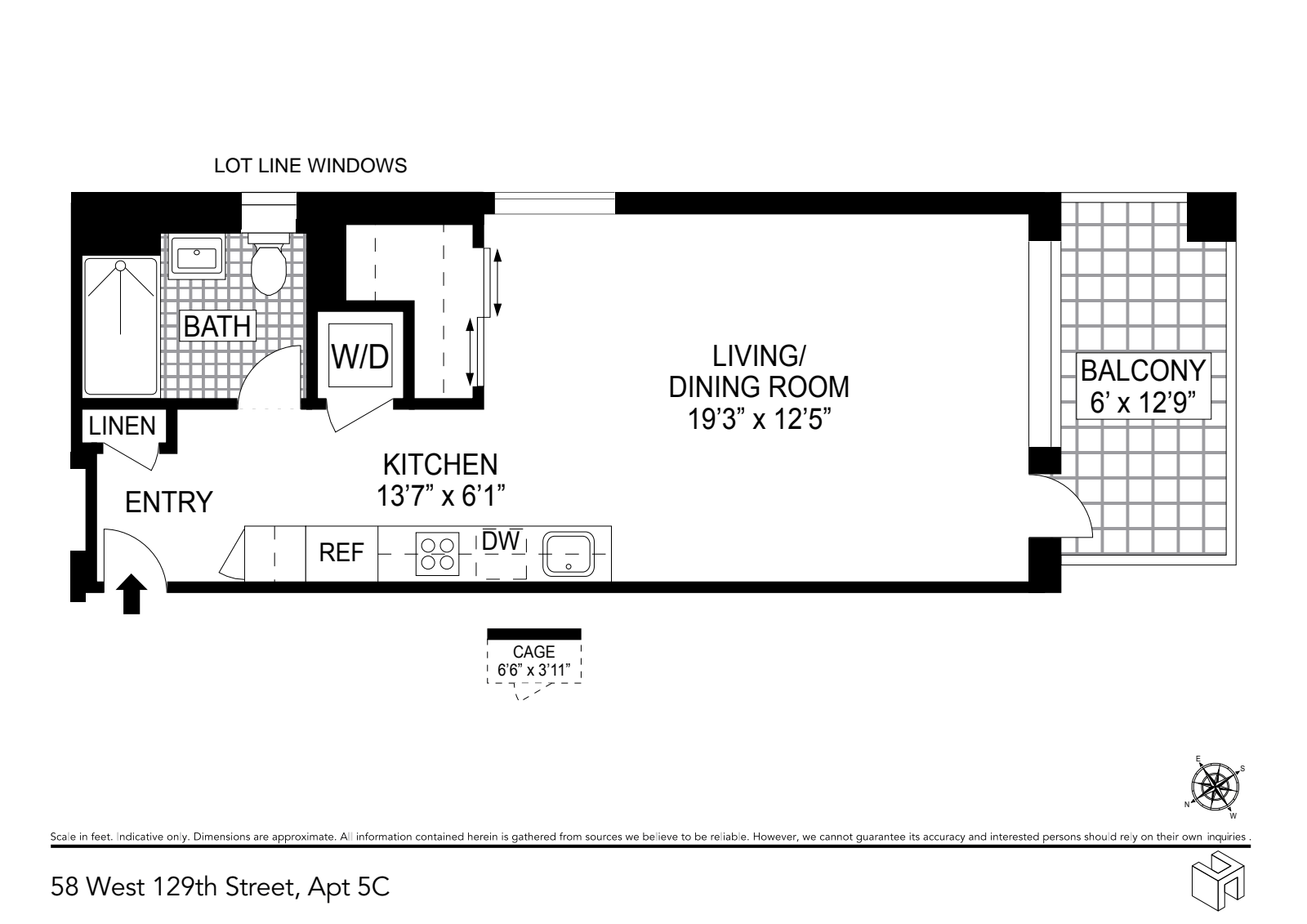 Floorplan for 58 West 129th Street, 5C