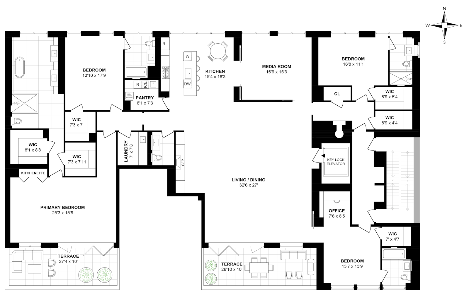 Floorplan for 21 West 20th Street, PH1