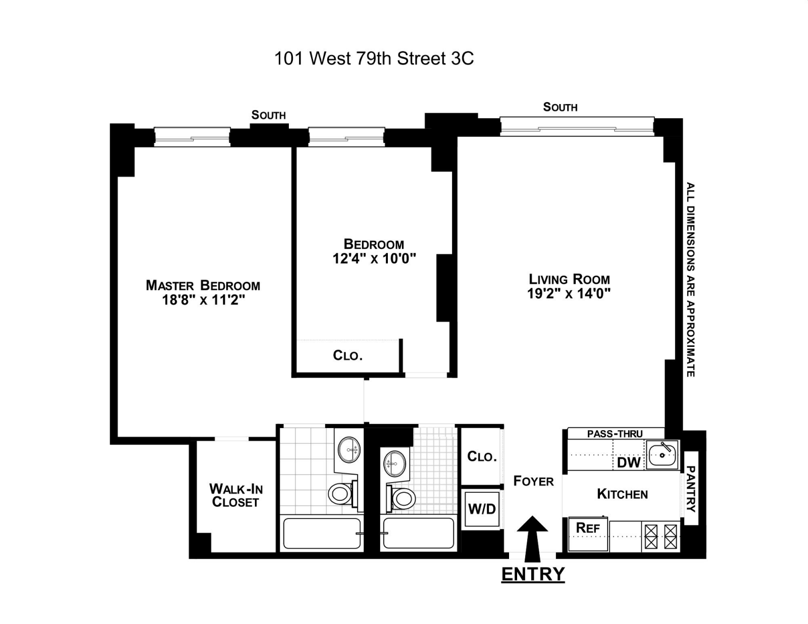 Floorplan for 101 West 79th Street, 3C