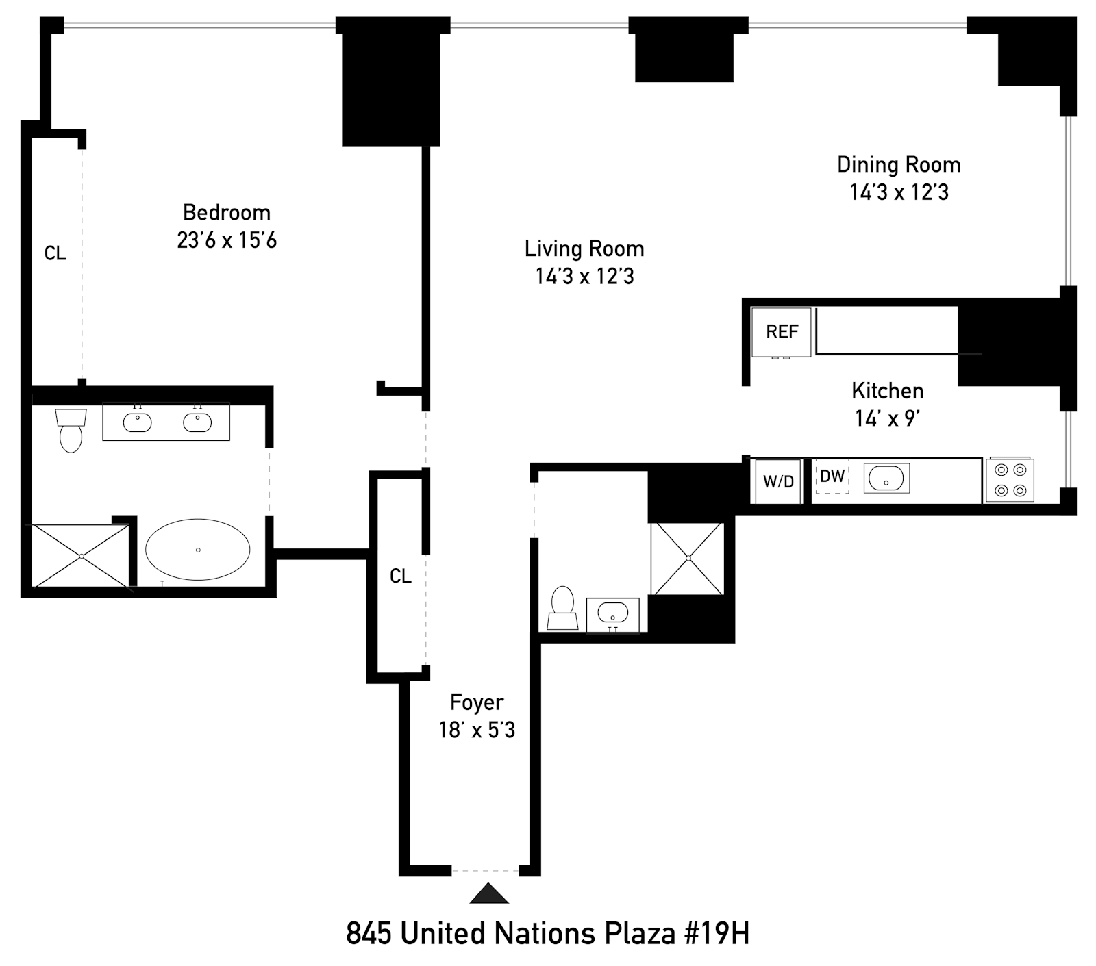 Floorplan for 845 United Nations Plaza, 19H