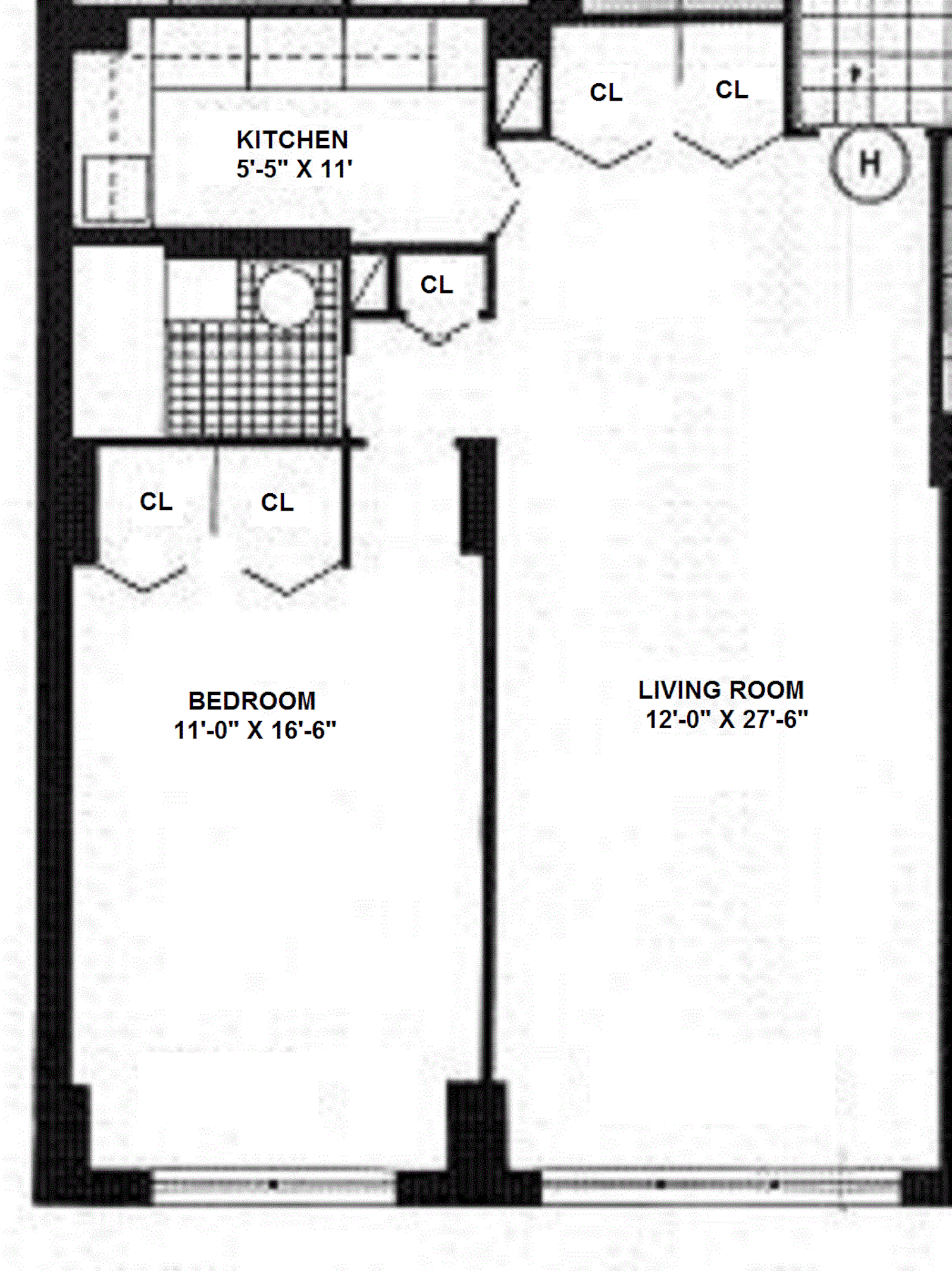 Floorplan for 430 West 34th Street, 9H