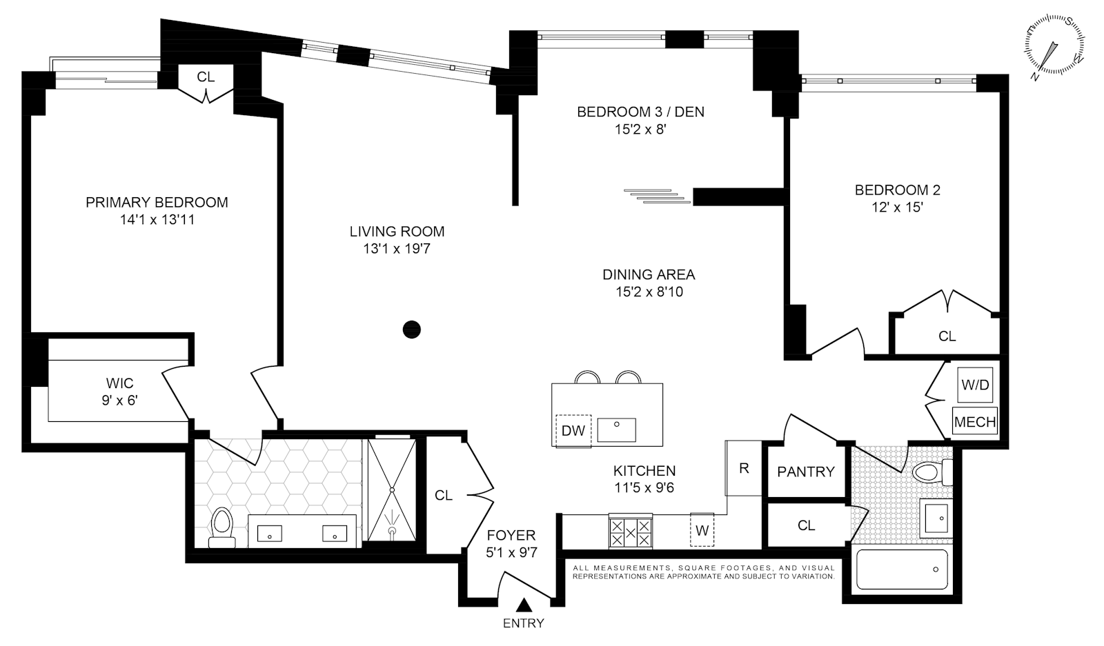 Floorplan for 722 Jefferson Street, 2B