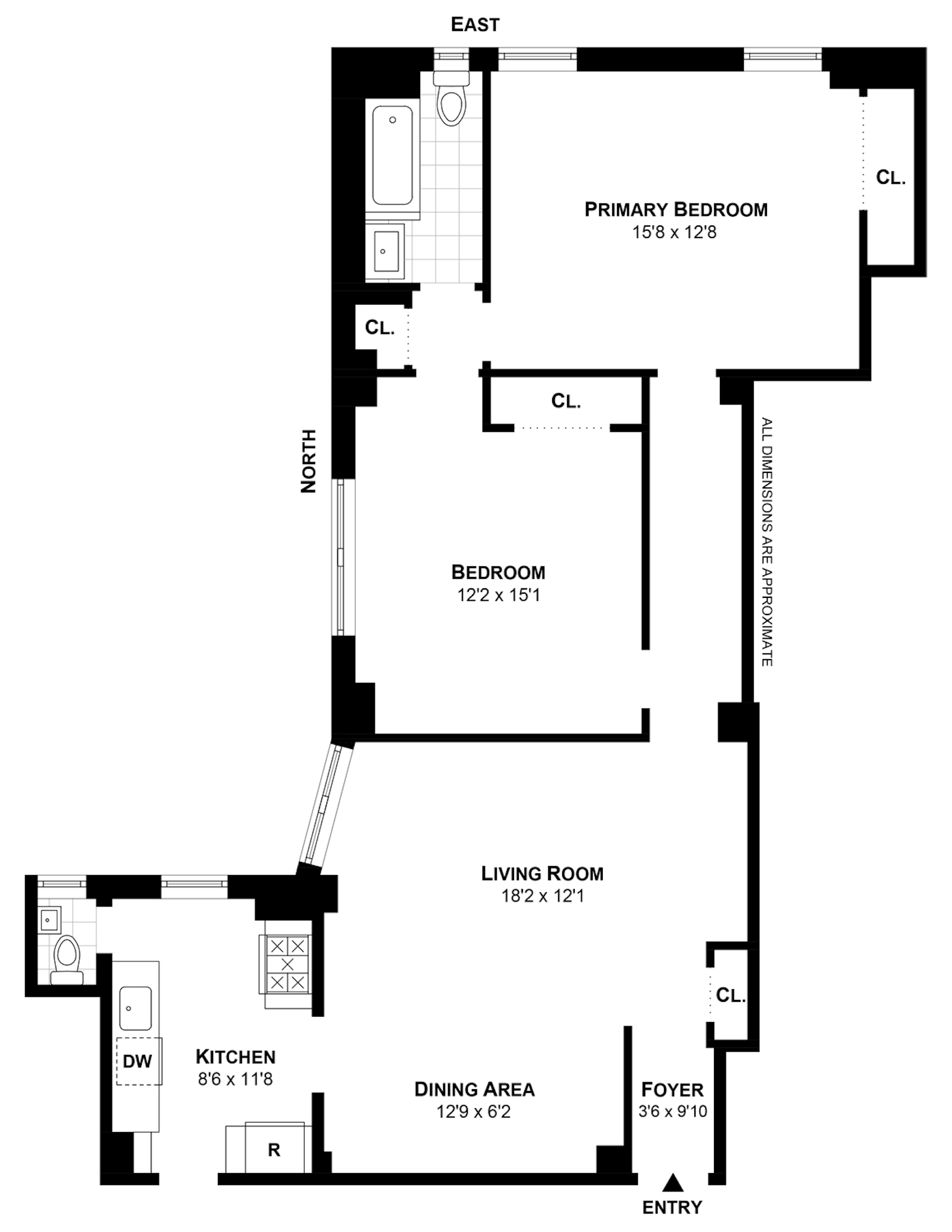 Floorplan for 220 West 93rd Street, 10C