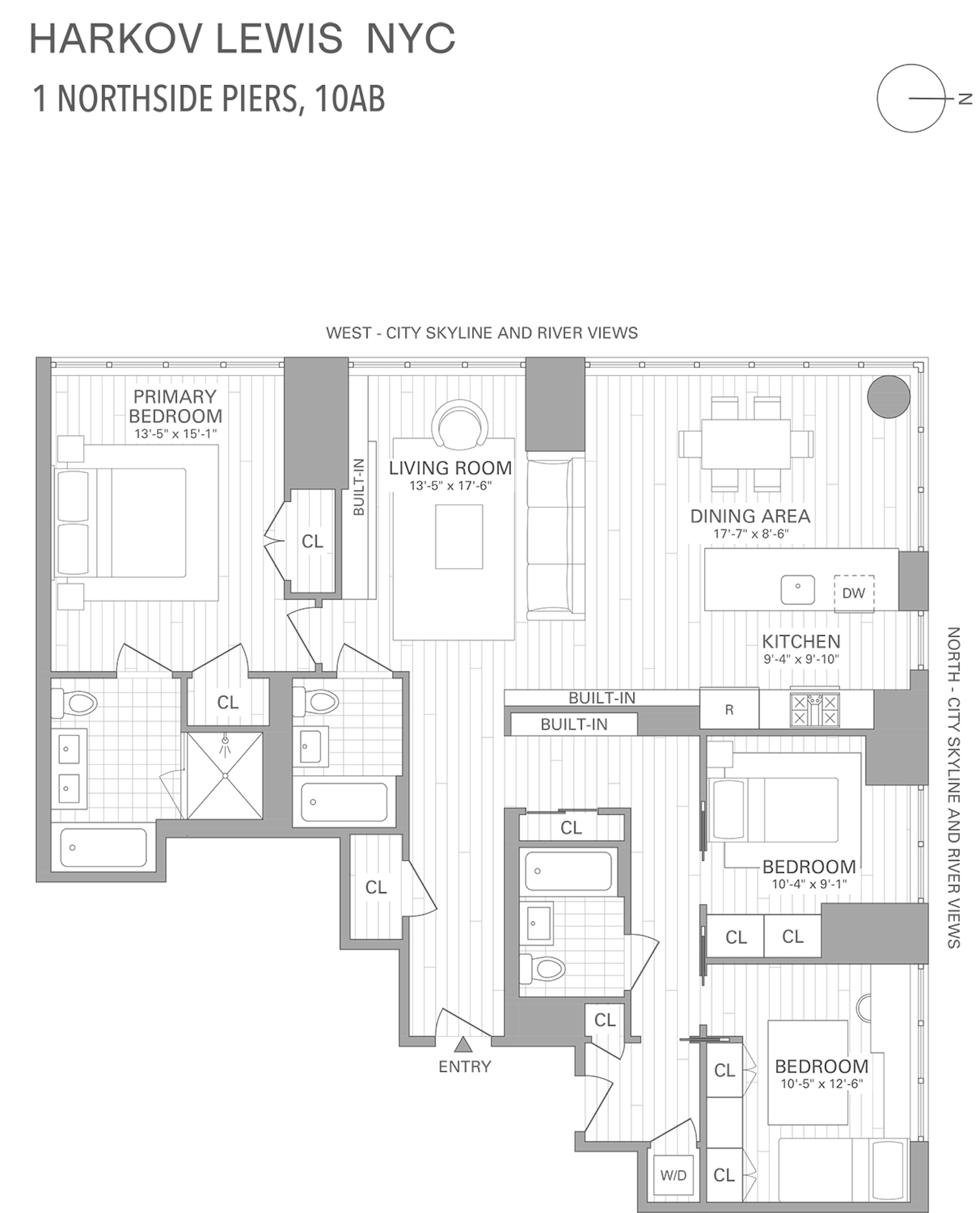 Floorplan for 1 Northside Piers, 10AB