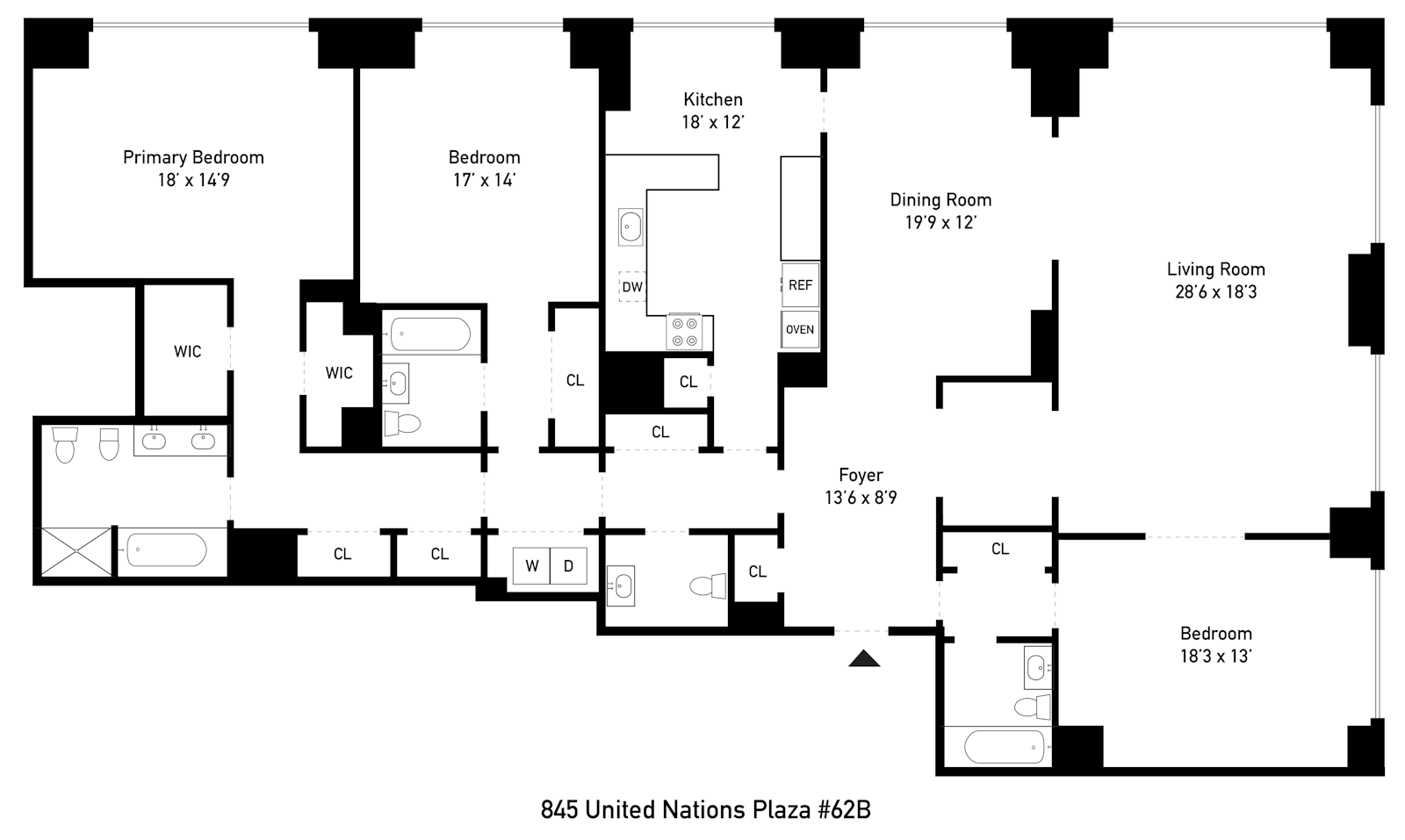 Floorplan for 845 United Nations Plaza, 62B