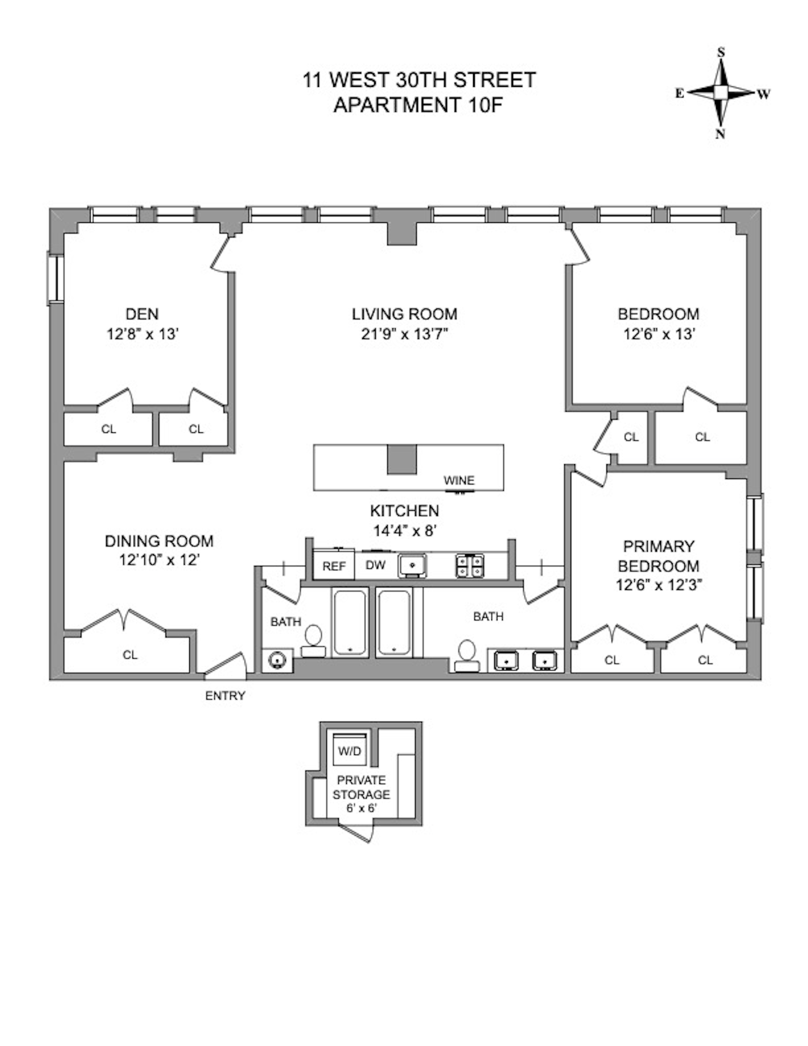 Floorplan for 11 West 30th Street, 10S