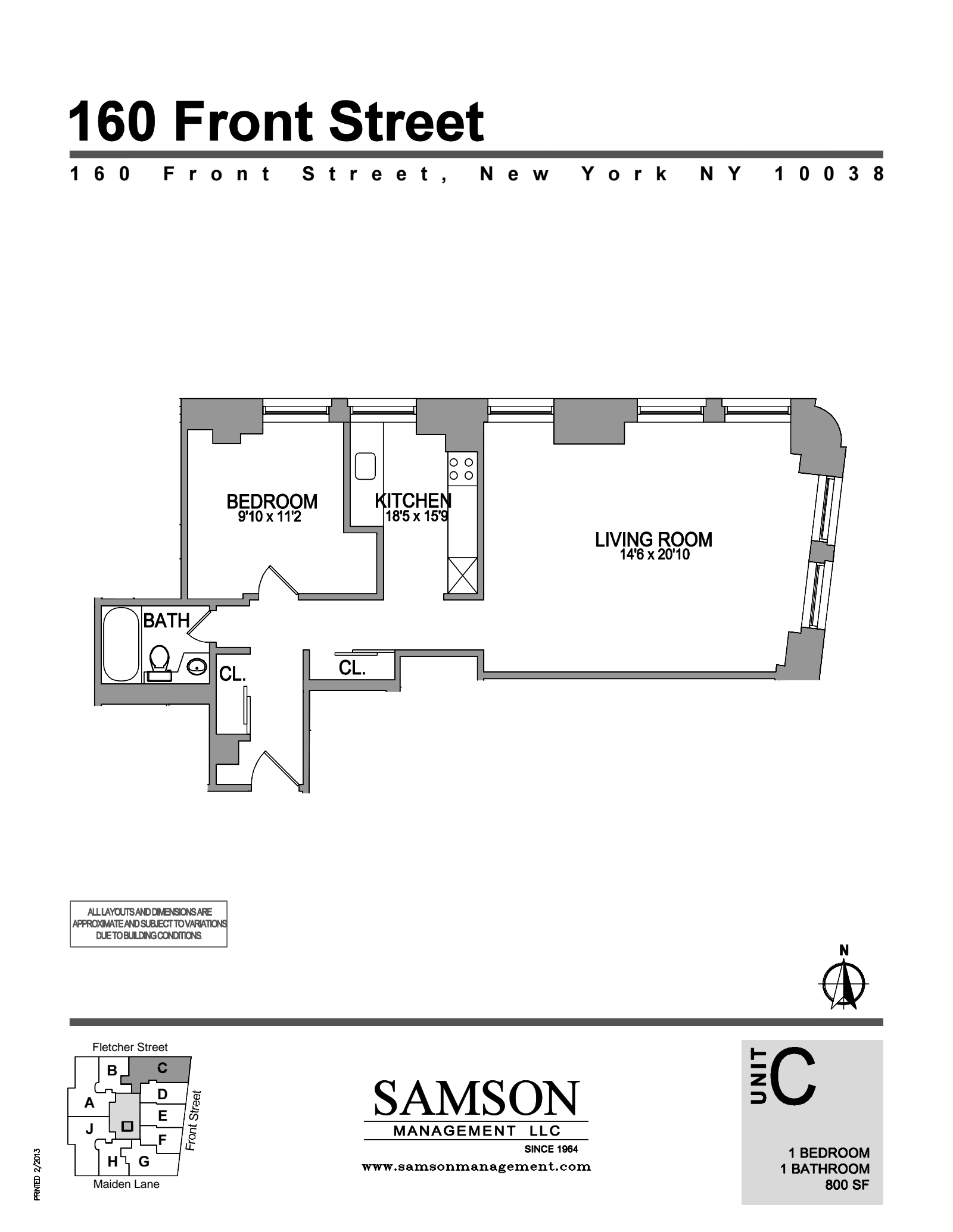 Floorplan for 160  Front Street, 7C